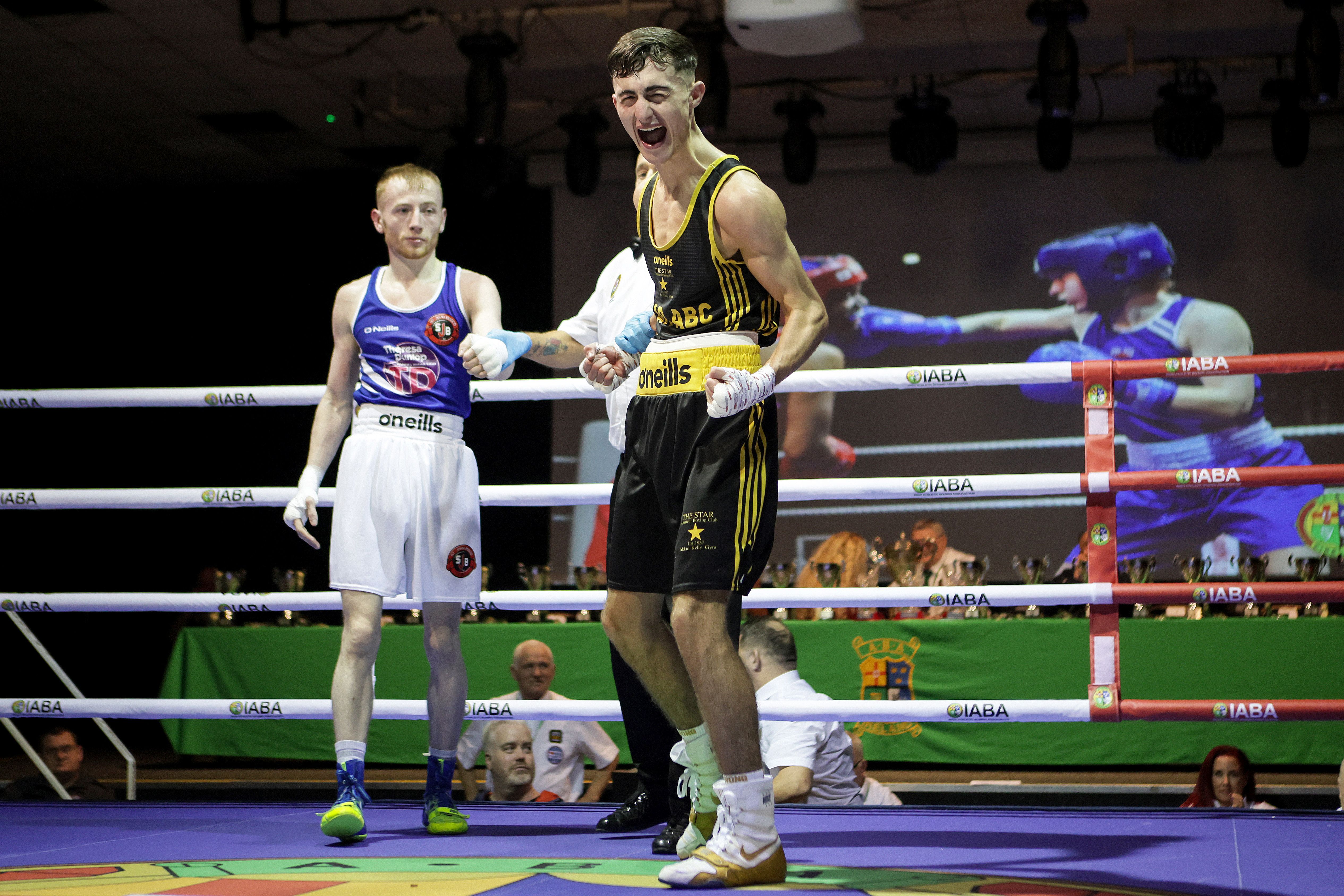 Louis Rooney celebrates his win