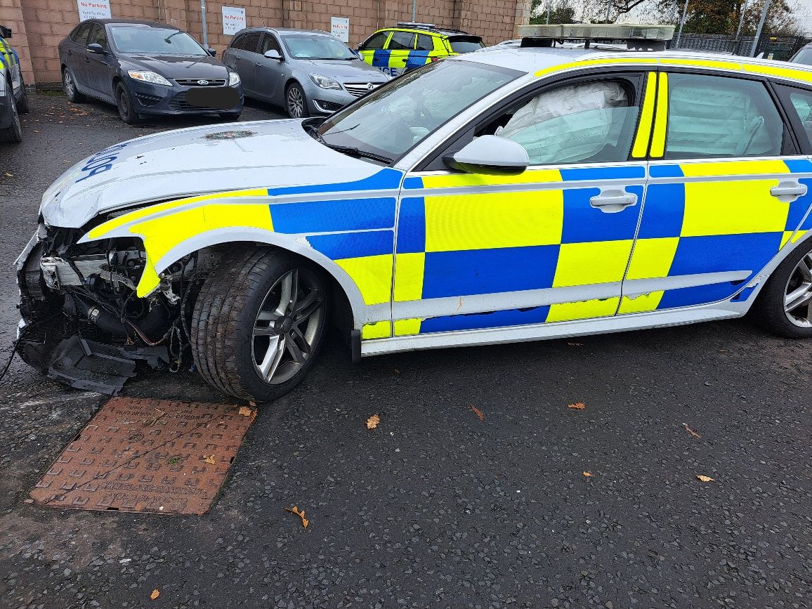 DAMAGE: A PSNI vehicle was damaged during the incident 