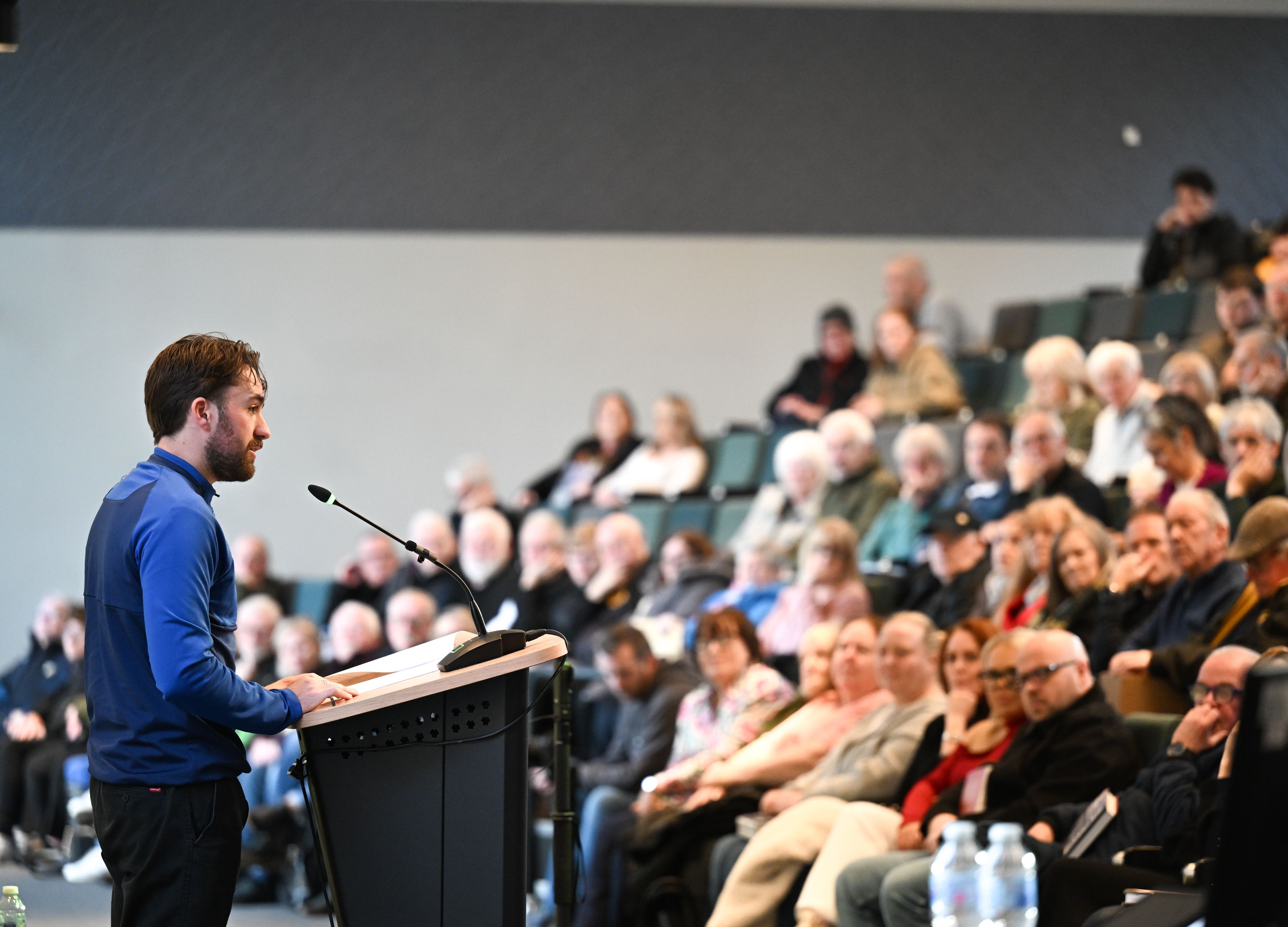 BODY OF WORK: Author Peadar Thompson addresses the audience during the St Mary\'s University College book launch