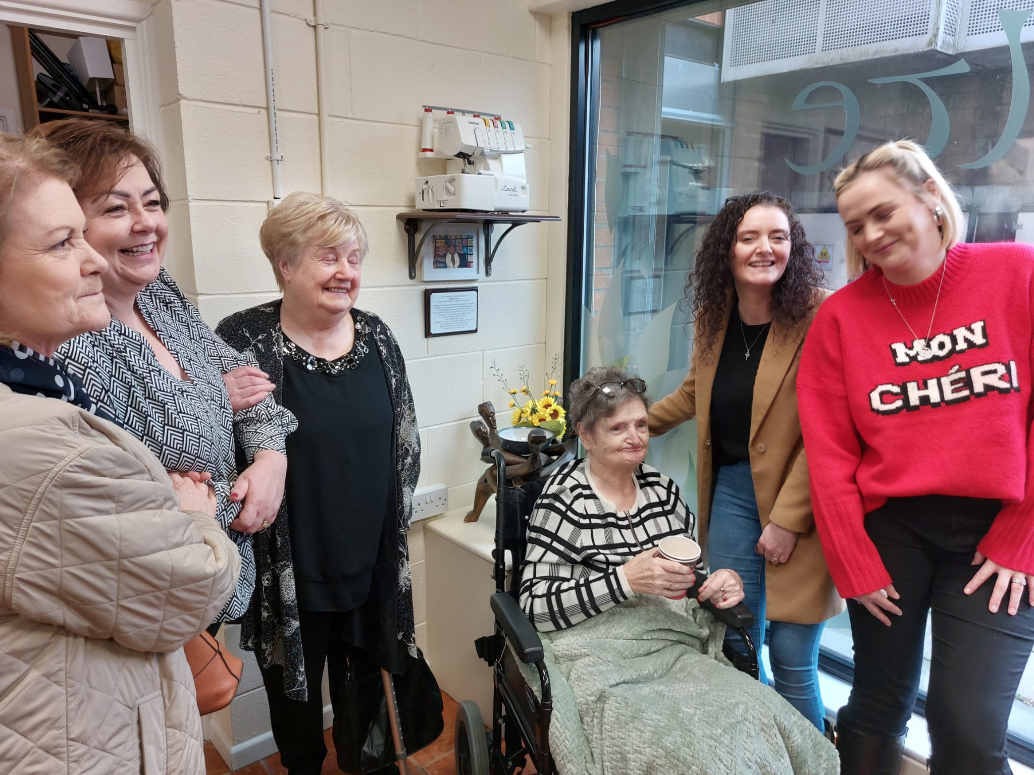 TOGETHER: The Burns women at the heart of Relatives for Justice gather to remember Brigid. Left-to-right, Jaqueline and Sharon Kane (Brigid’s daughters), Maura Hunter and Clara Reilly (Brigid’s sisters), Orla Devlin and Áine Malone (Brigid’s nieces)