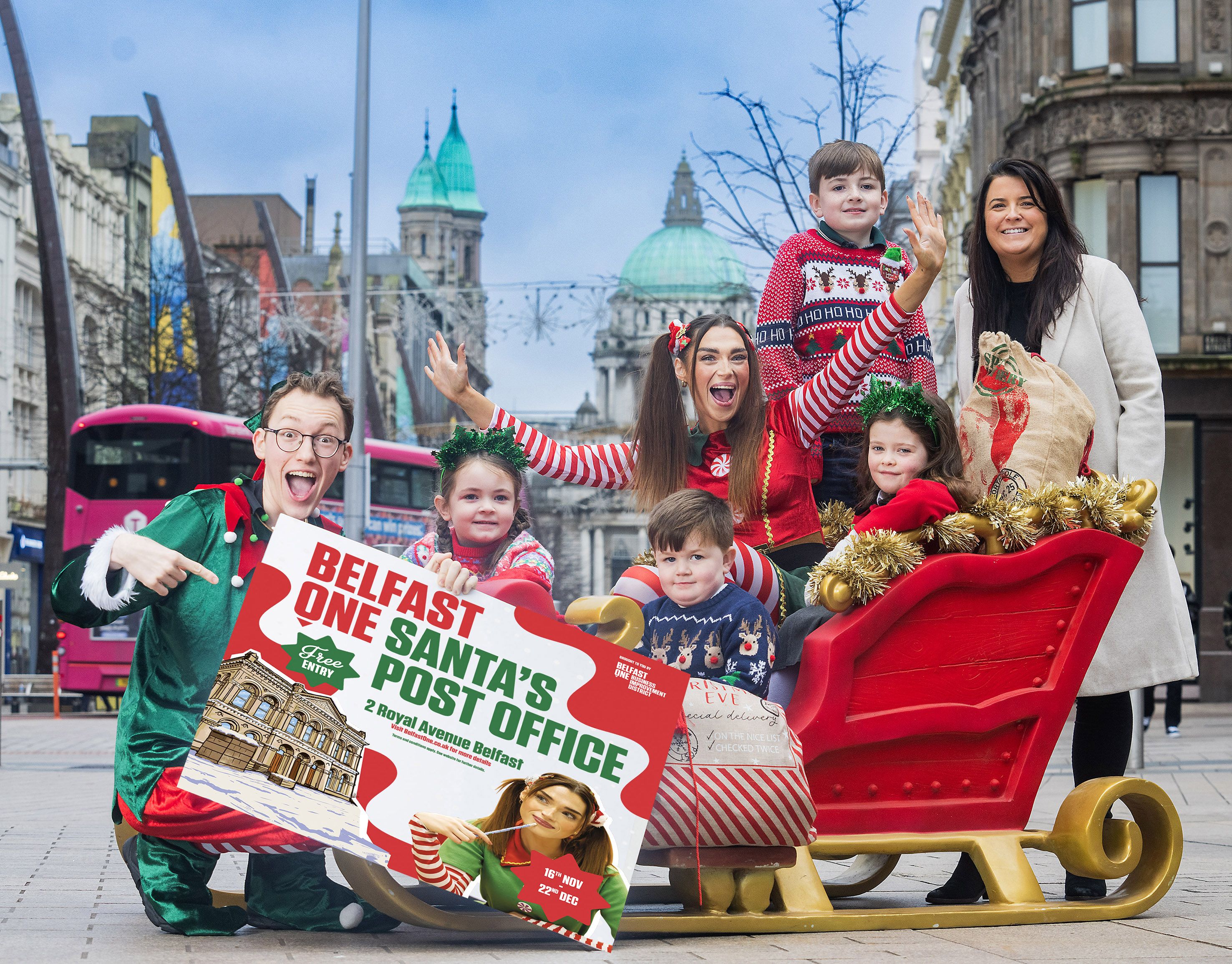 HO, HO, HO: Belfast One BID CEO Martina Connolly welcomes Santa\'s helpers as they open Santa\'s Post Office