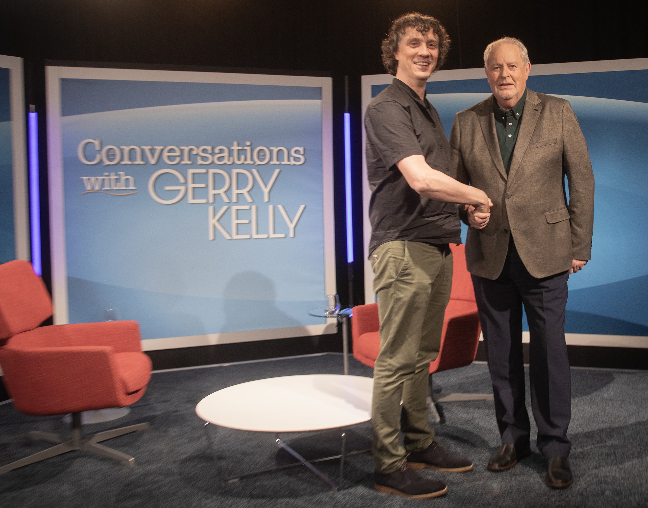 CONVERSATIONS: Gerry Kelly with Darragh Ennis from ITV quiz show \'The Chase\', who features on the new series 