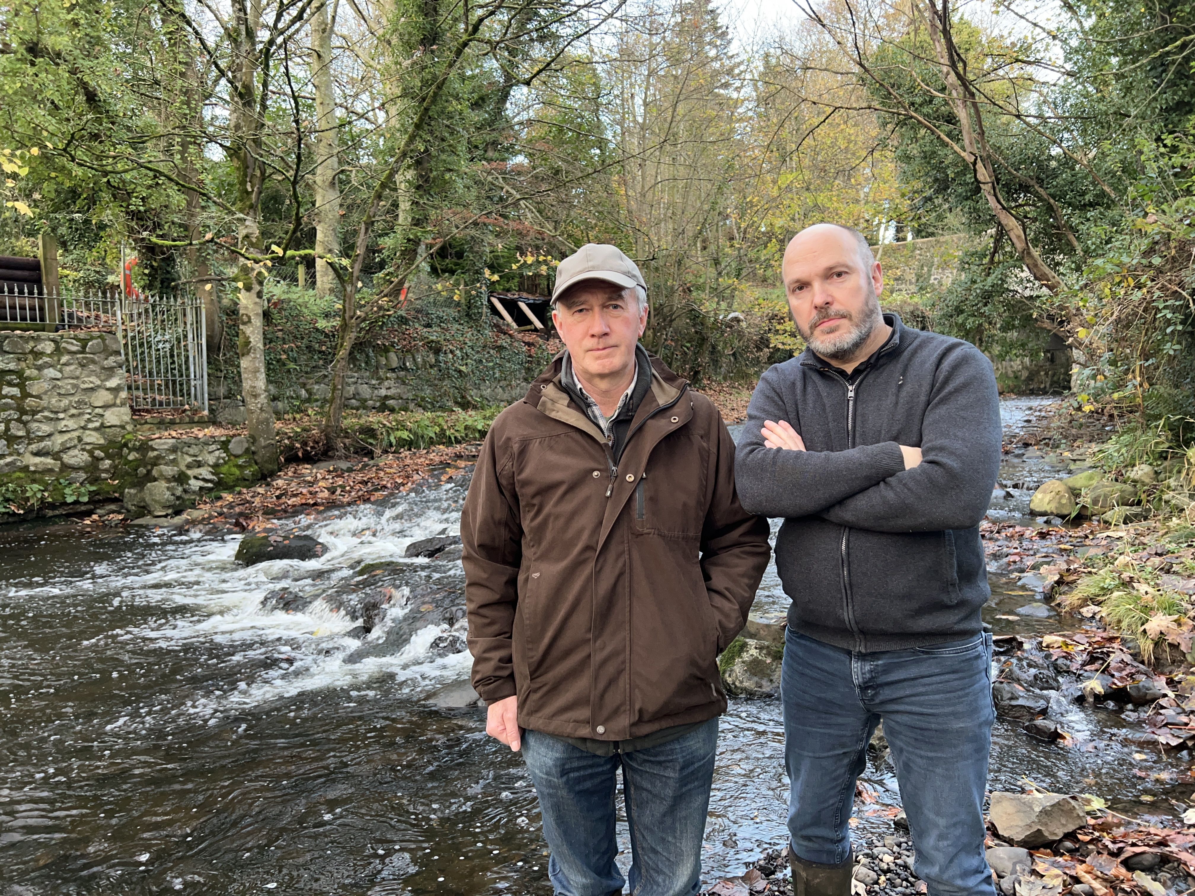 FRUSTRATION: Allen Flemming, Chairperson, and David Kennedy, Development Officer with the Crumlin and District Angling Association on the Crumlin River