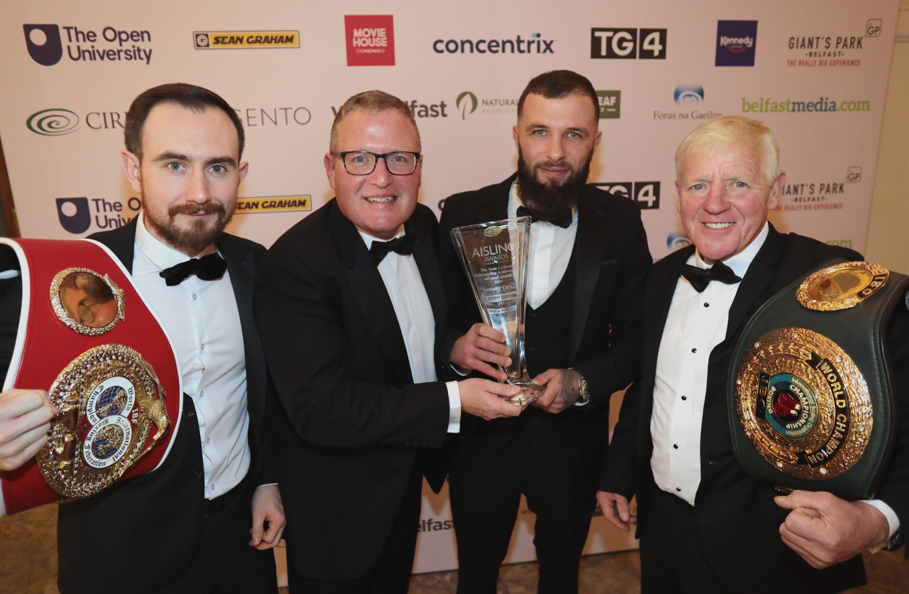 Sport Award: Anthony Cacace with Barry O'Neill, Michael Hawkins and Brian Graham from sponsors Sean Graham