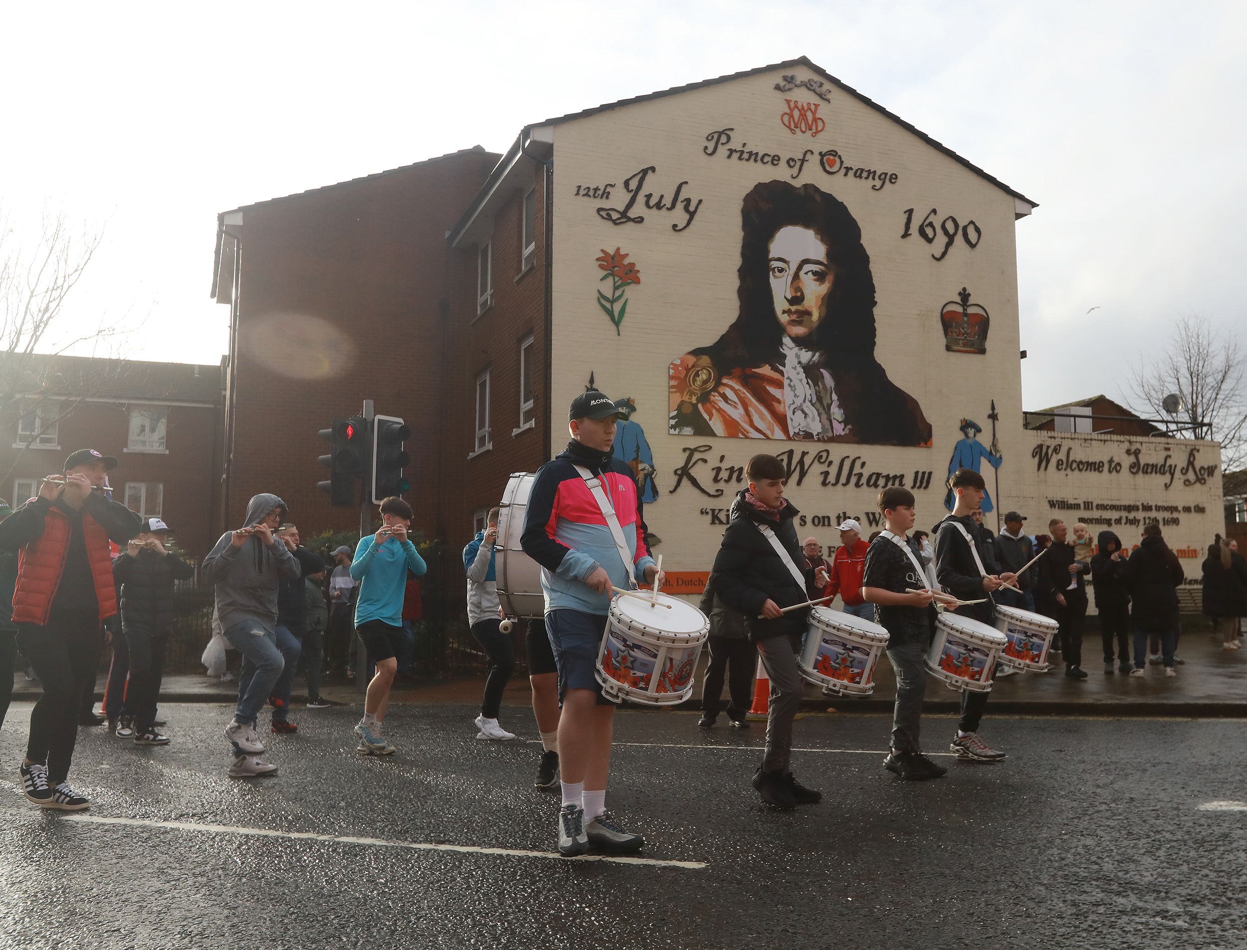 ROAD TO NOWHERE: Loyalist bandsmen on Durham Street on Saturday