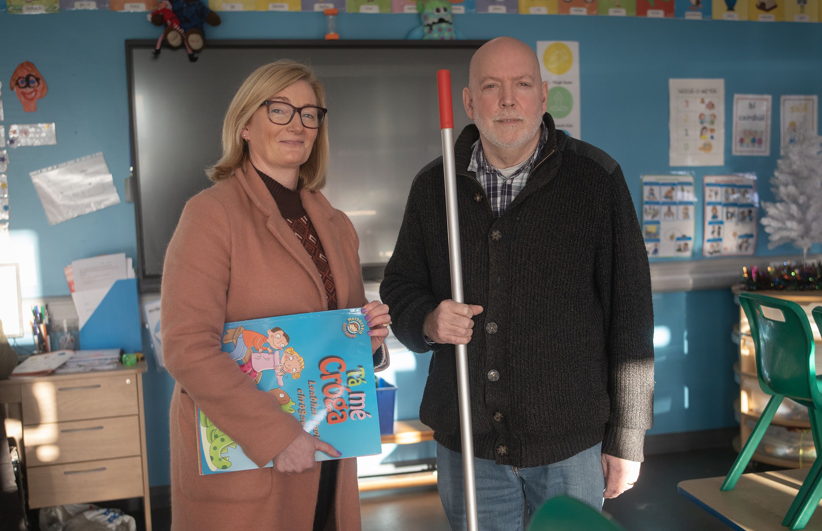 LOOKING TO THE FUTURE: Principal Máire Uí Éigeartaigh and caretaker Brendan Liggett