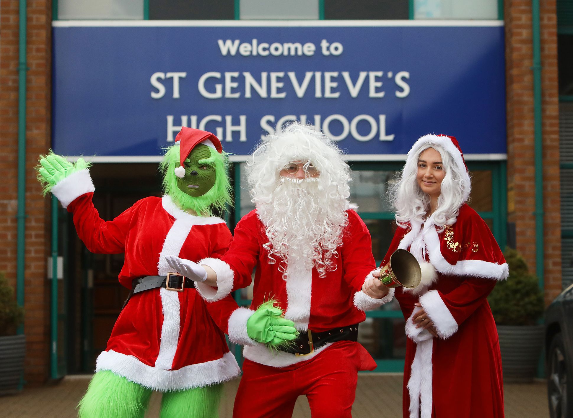 Santa was Mr Goodwin with Mrs Clause and the Grinch, Head Girl’s Cassie and Chanel