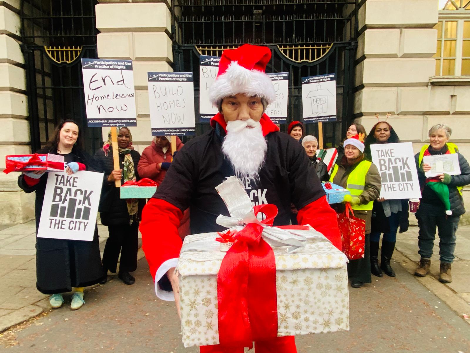 SPECIAL DELIVERY: Housing campaigners from Take Back the City coalition on Wednesday 