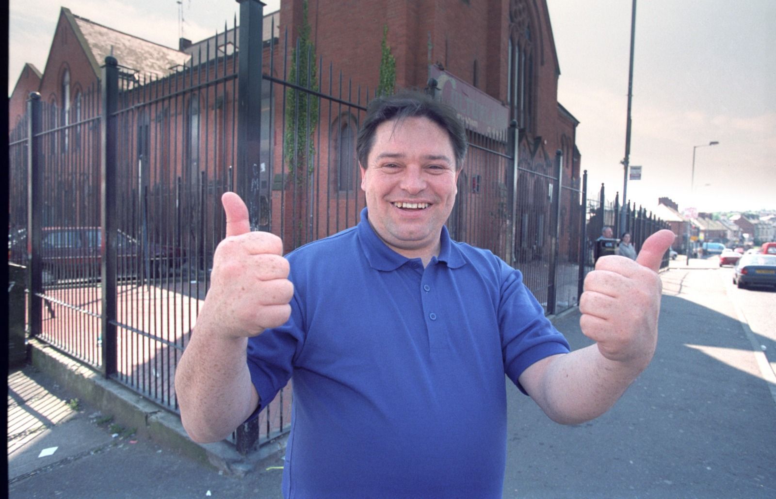 HERO: Gearóid Ó Cairealláin outside Cultúrlann MacAdam-Ó Fiaich in the 1990s