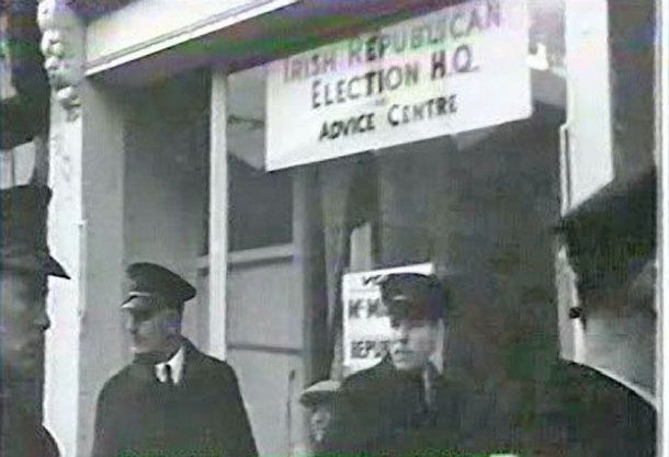 FLASHPOINT: The RUC arrive at the Divis Street HQ of Liam McMillan in September 1964 to remove a tricolour, sparking days of riots