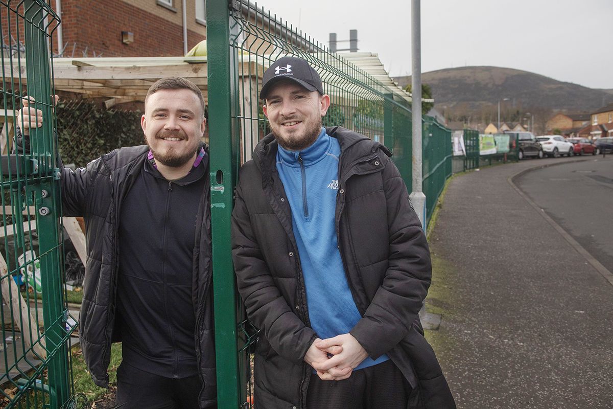 FUNDRAISER: David Fraser and Seán Doherty of Beechmount Residents Collective at the site they want to build their community hub