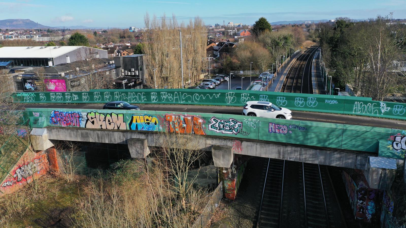 GRAFFITI: Finaghy railway bridge has been a constant eyesore since it was reinforced