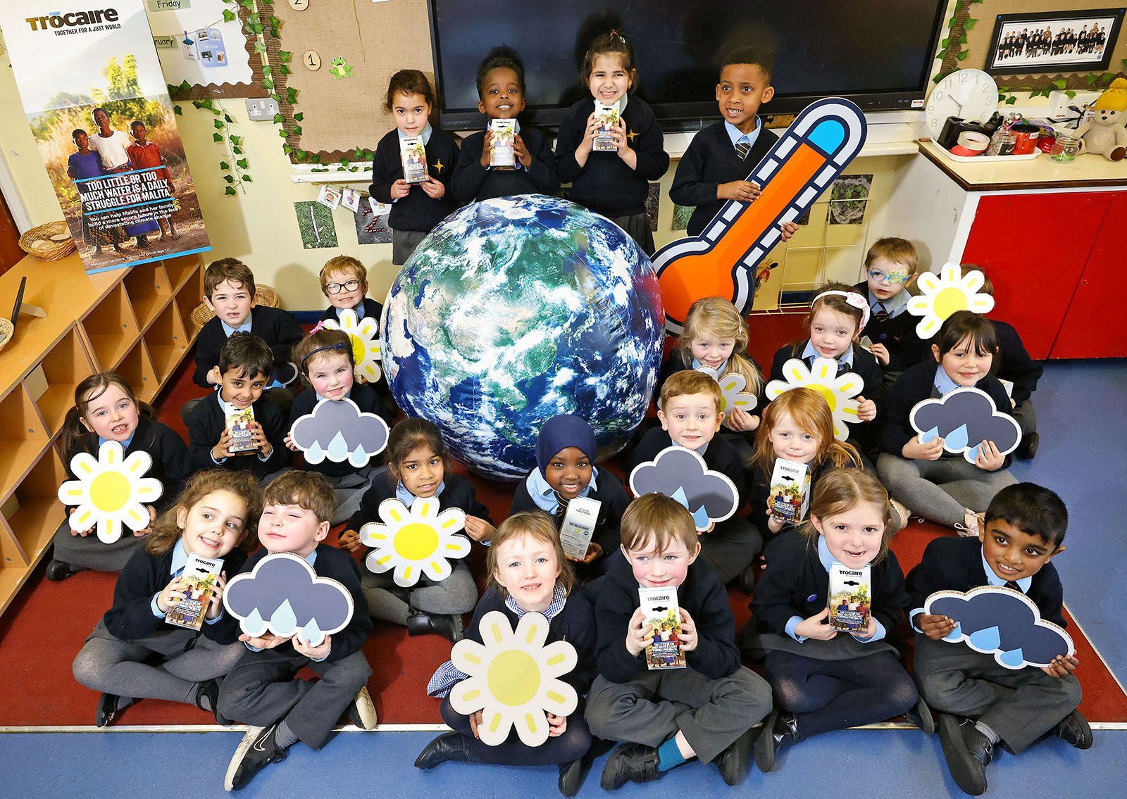 Class P1 Blue, St Bride’s PS Belfast, help launch the Trócaire Lenten Appeal 2024.      Photo: Justin Kernoghan