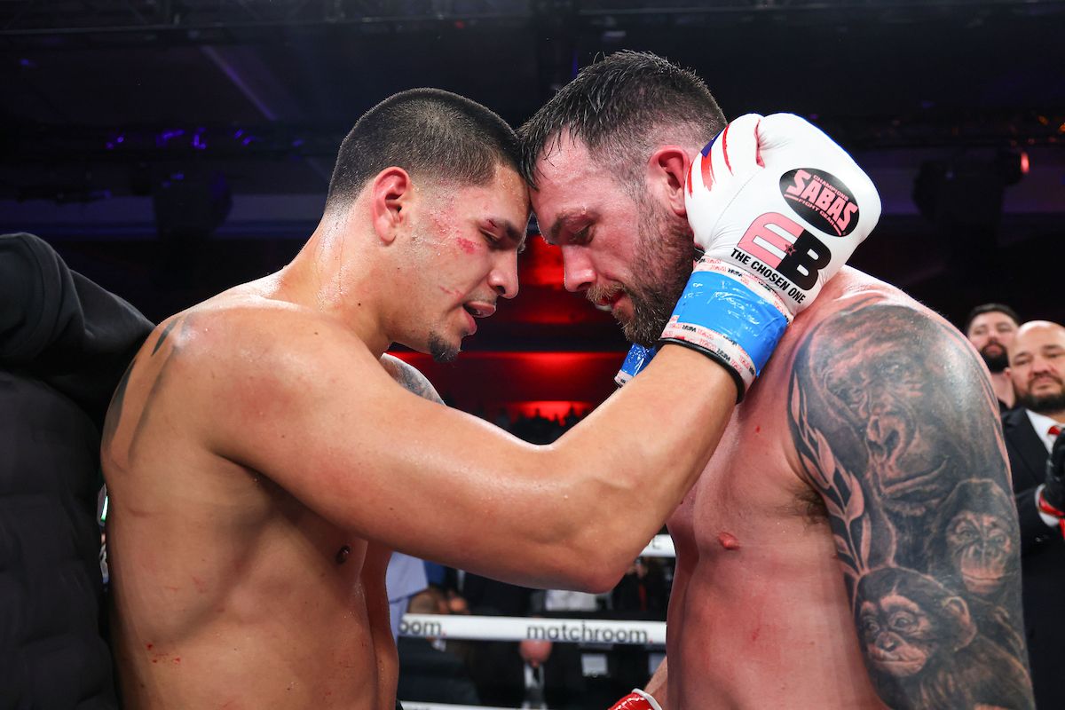 Edgar Berlanga consoled Pádraig McCrory having stopped the Belfast man in the sixth round in Orlando on Saturday 