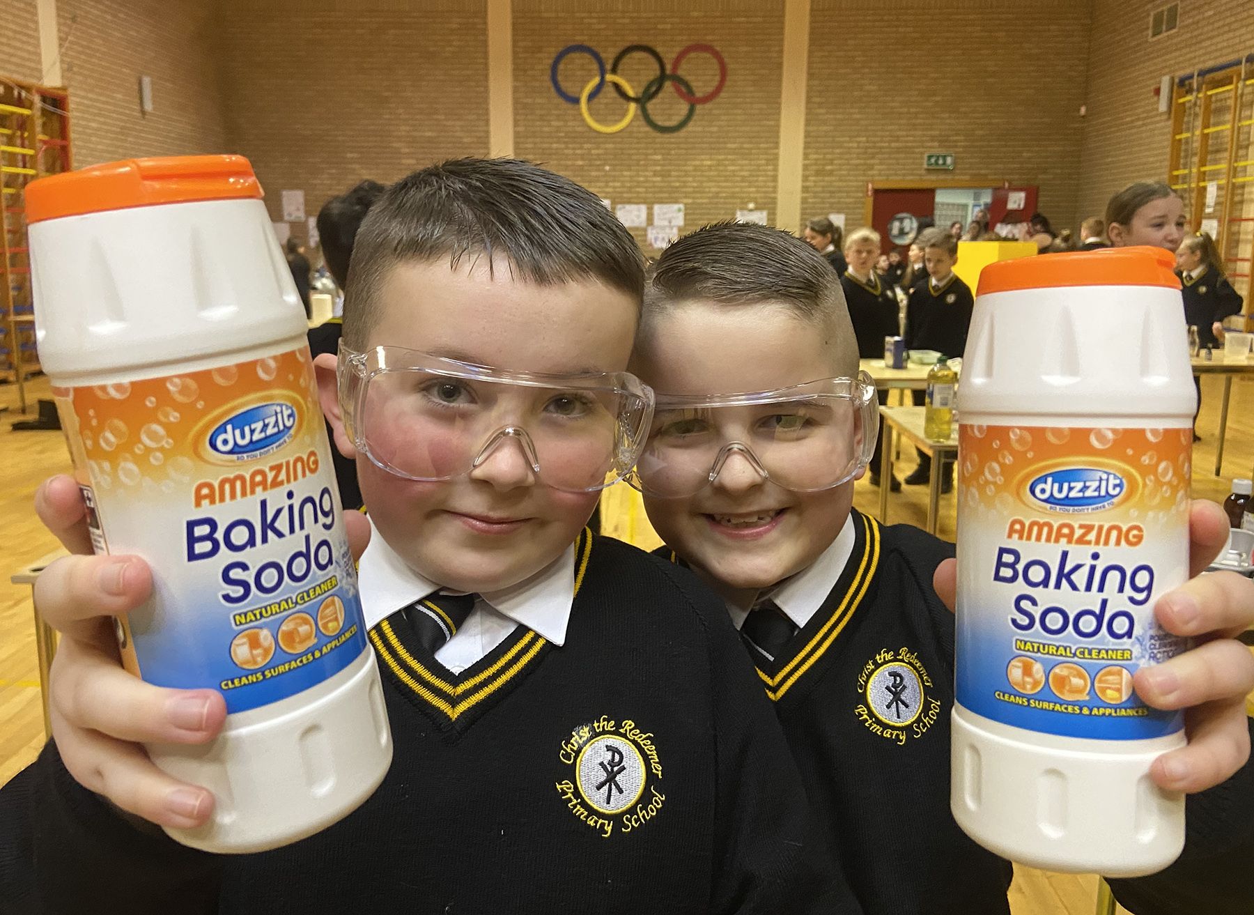 MAKING LEARNING FUN: Pupils Adam and Shea from Christ the Redeemer PS carried out an experiment with baking soda
