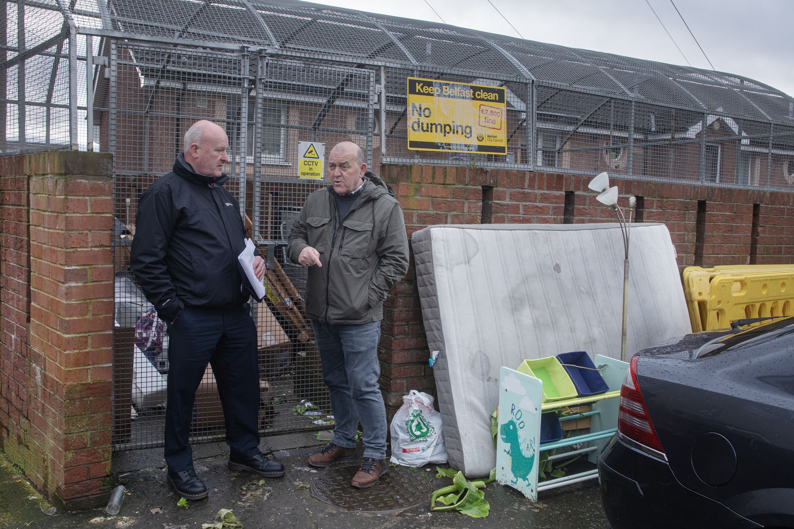 BIN ISSUES: Councillor Arder Carson with Joe McCafferty from Belfast City Council waste collection