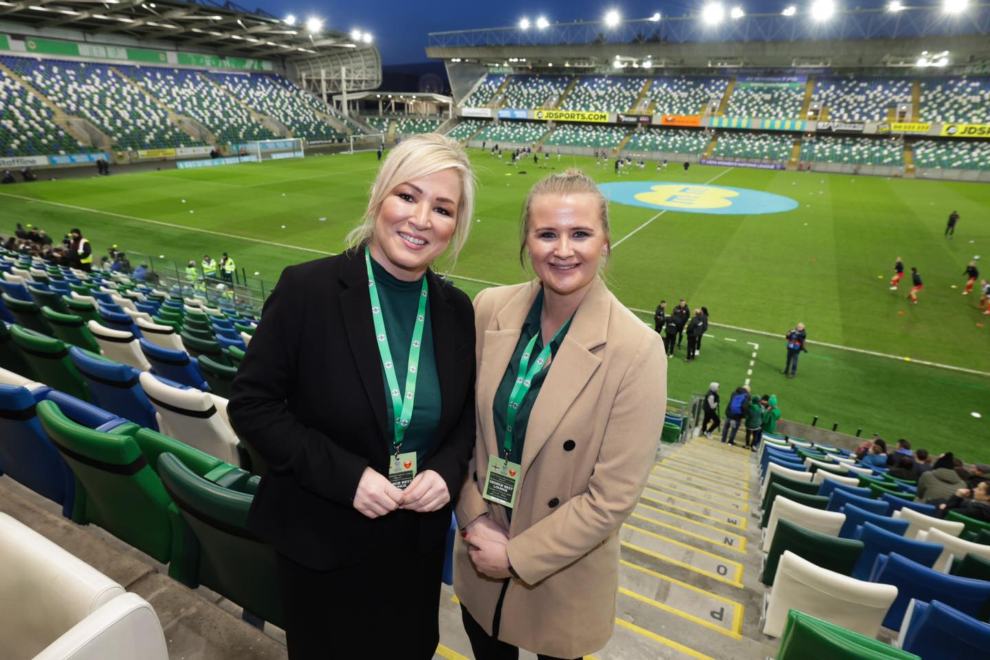 IN THE CROWD: First Minister Michelle O\'Neill and West Belfast MLA Aisling Reilly