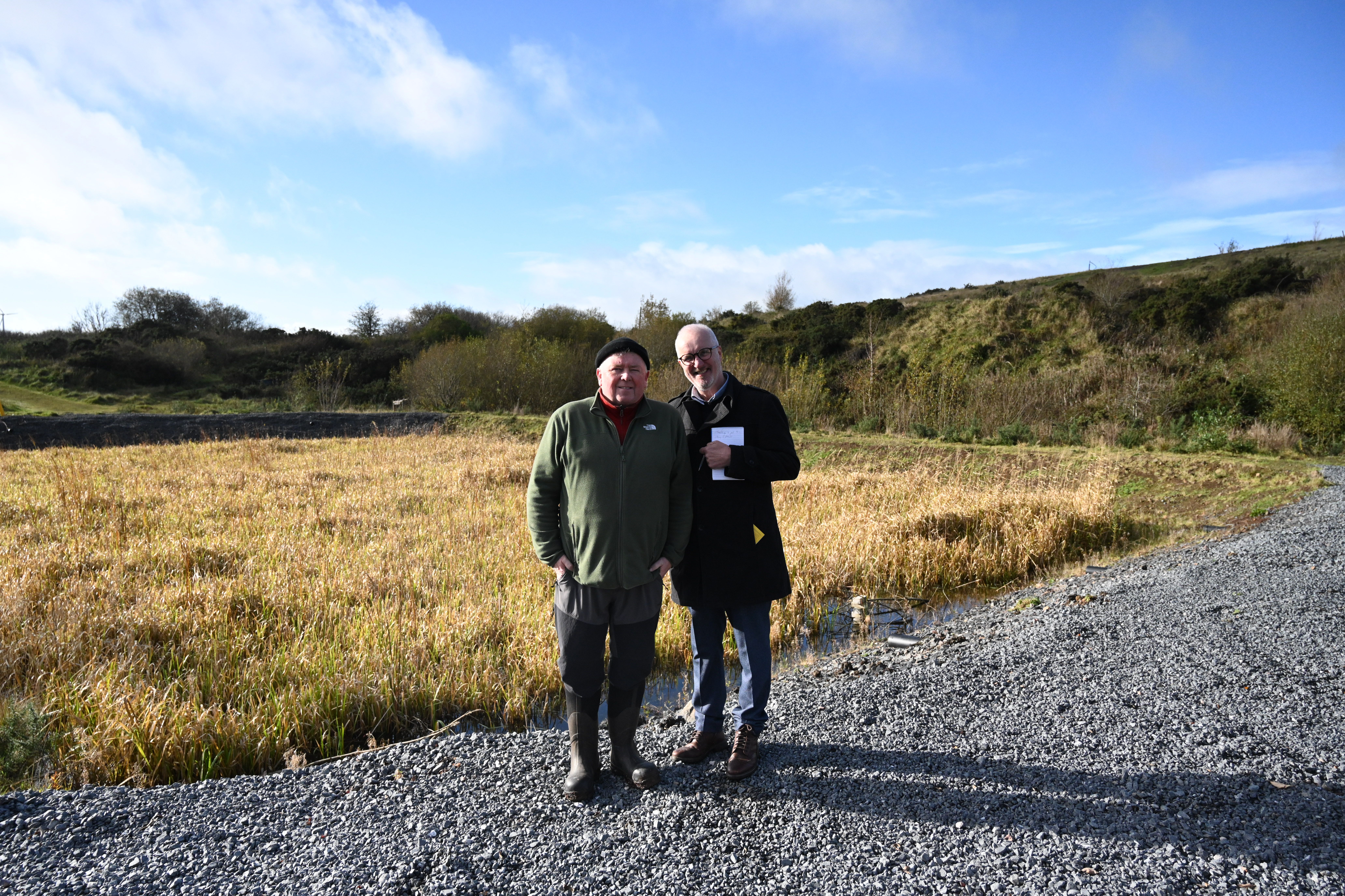 WINNER: Birder extraordinaire and Mullaghglass Wetlands planner Aidan Crean with Robin Livingstone of the Aisling judging panel