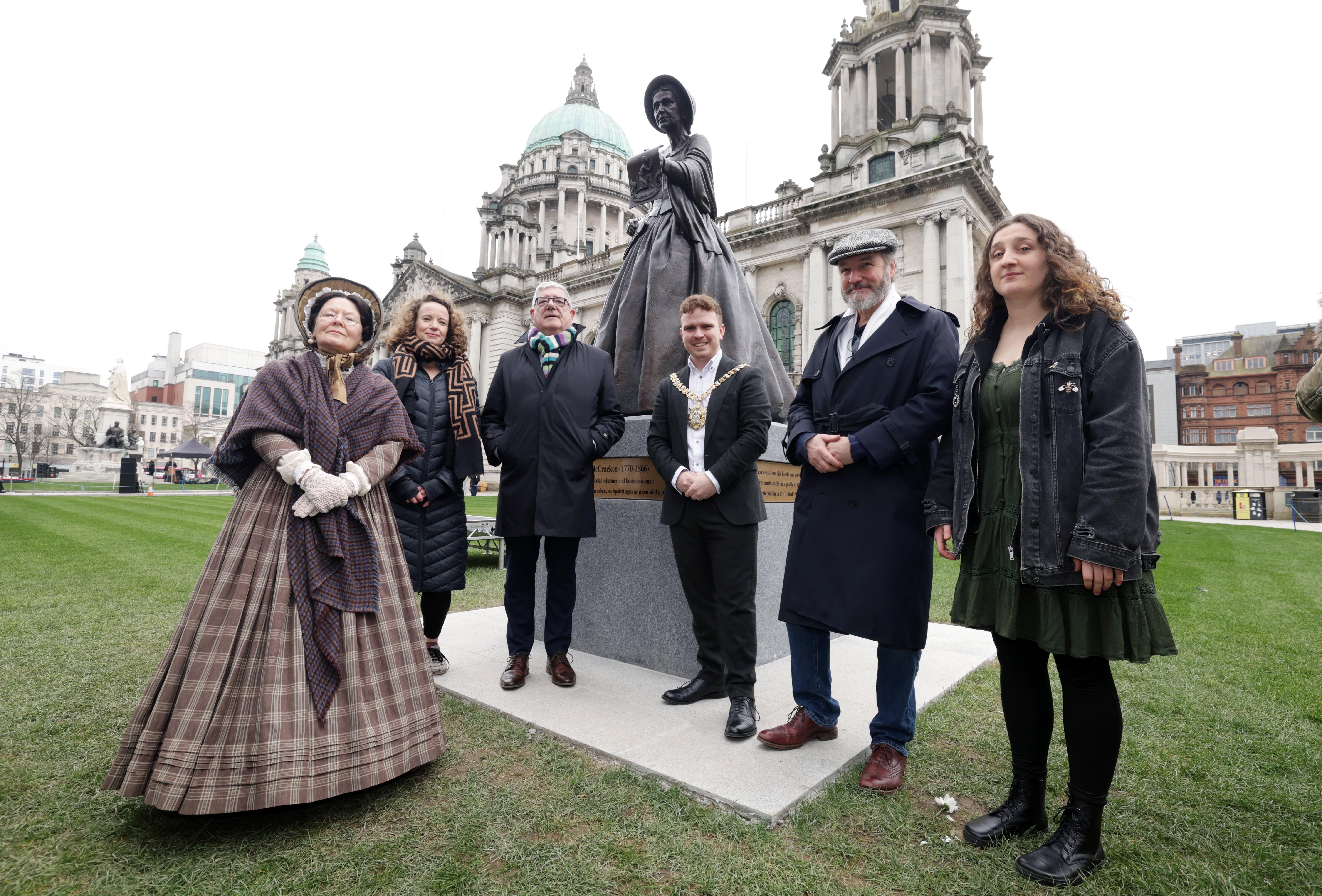 CHANGED DAYS: The unveiling of the two statues – including this one of Mary Ann McCracken – had a satisfyingly diverse attendance