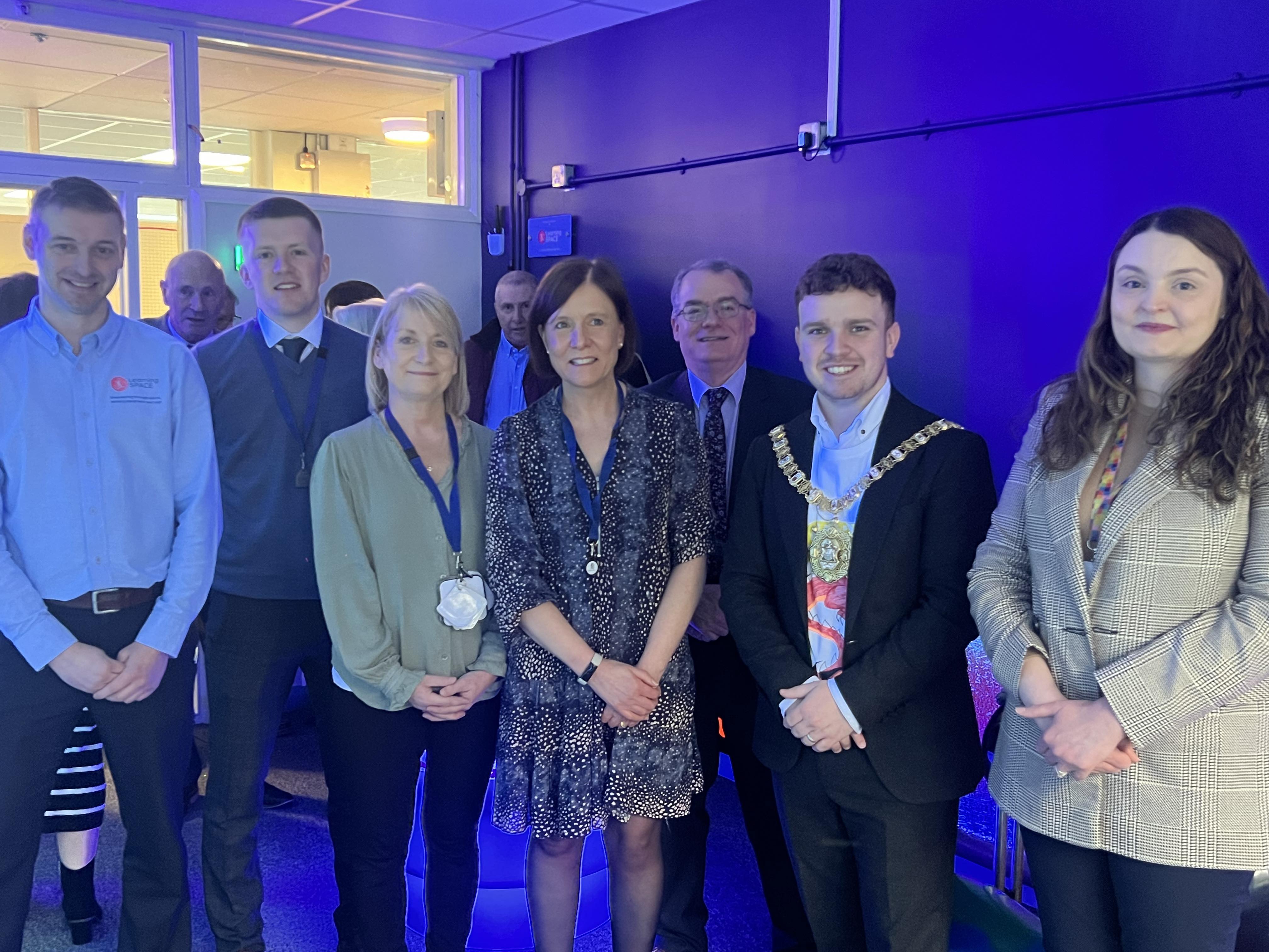 NEW SENSORY FACILITIES: Lord Mayor Ryan Murphy with staff from St John the Baptist PS and Phil Anderson from Learning Space