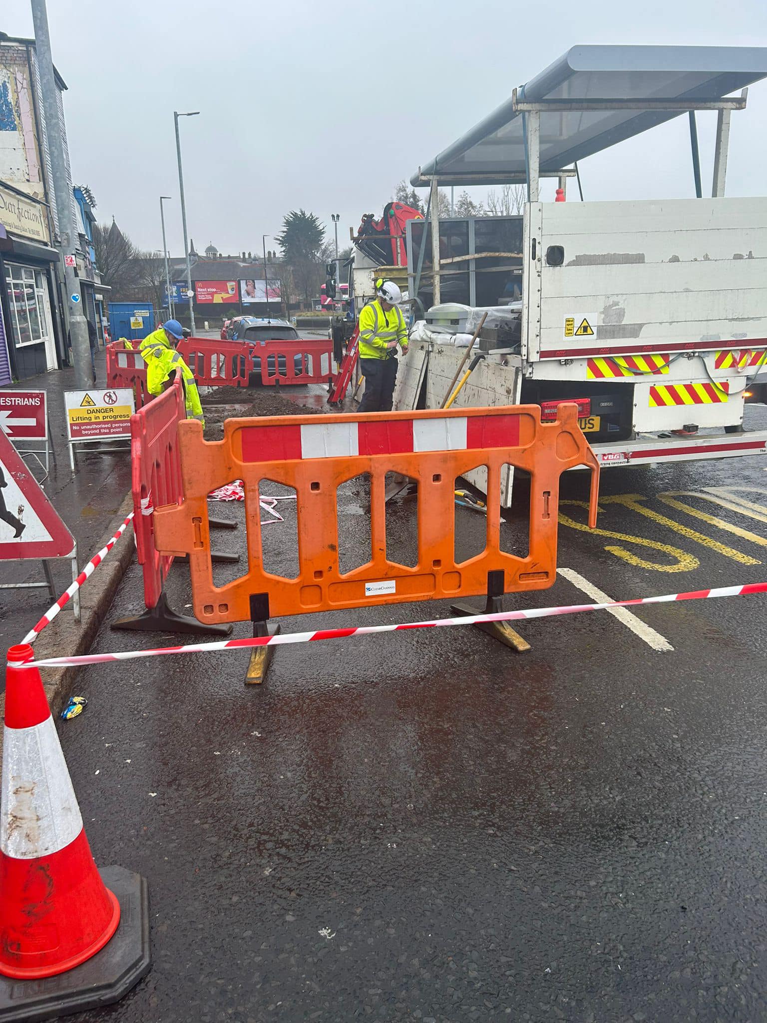 STEPPING INTO THE FUTURE: Work got underway this week at the bus shelter at Ardoyne shops