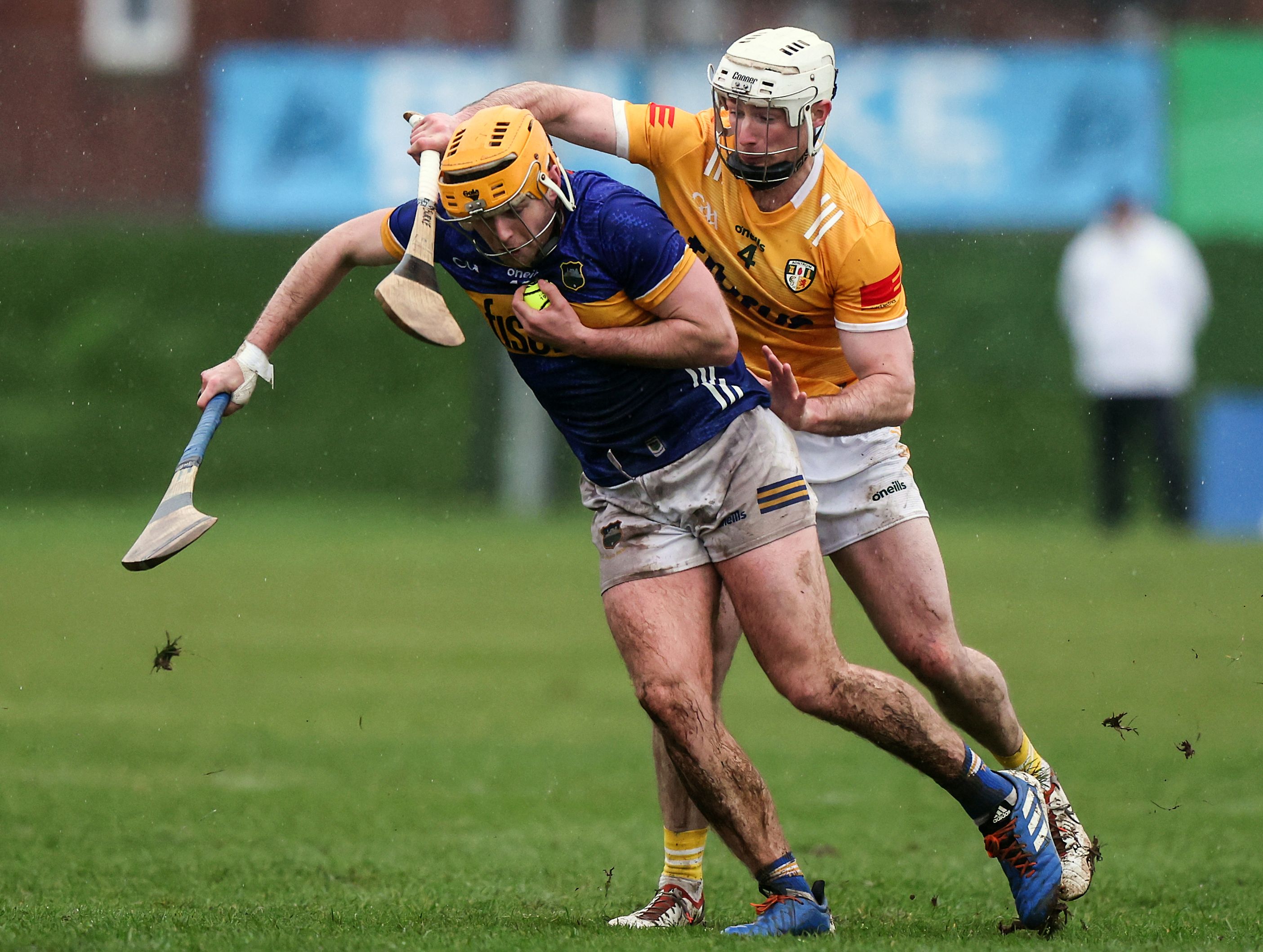 Conor Stakelum tries to shrug off Paddy Burke 