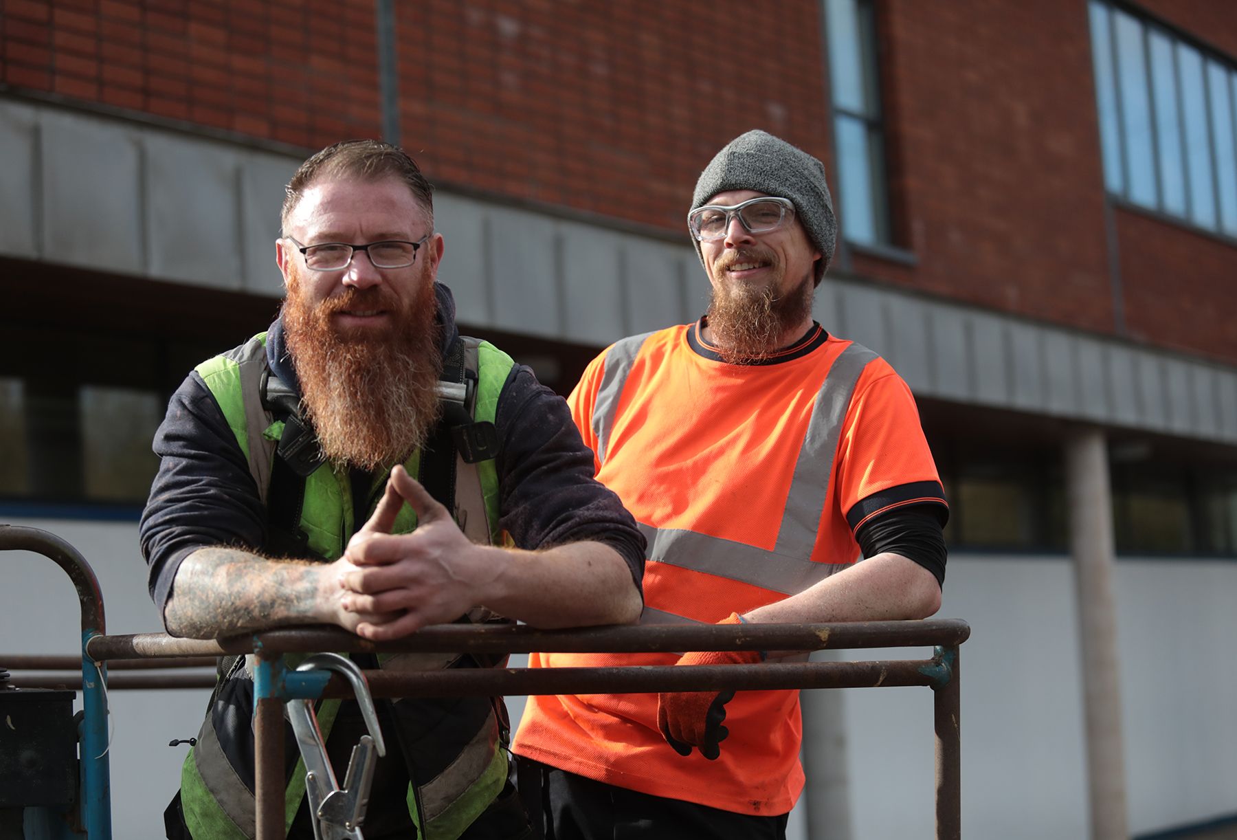 POWERWASH: Patrick Gault and Aodhán of The Outdoor Property Maintenance Company (TOPMC) at the Andersonstown News building