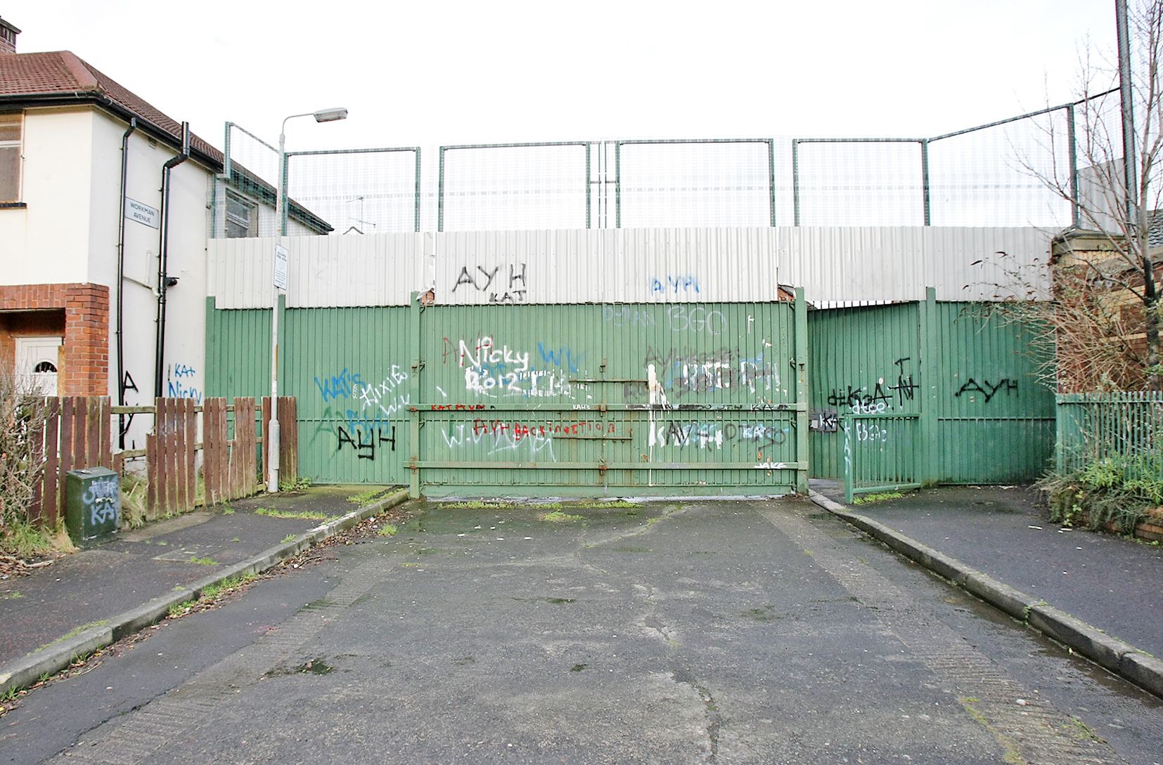 PEACEBUILDING FUNDING: The peacewall separating communities on the Springfield Road