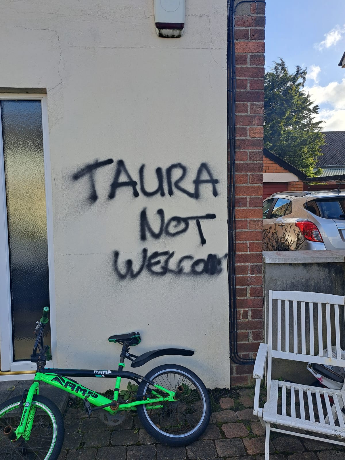 HATE CRIME: The graffiti on the home of Takura Makoni