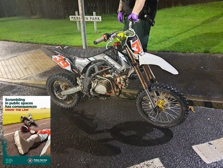 SEIZED: A scrambler motorbike seized by the PSNI in Poleglass at the weekend