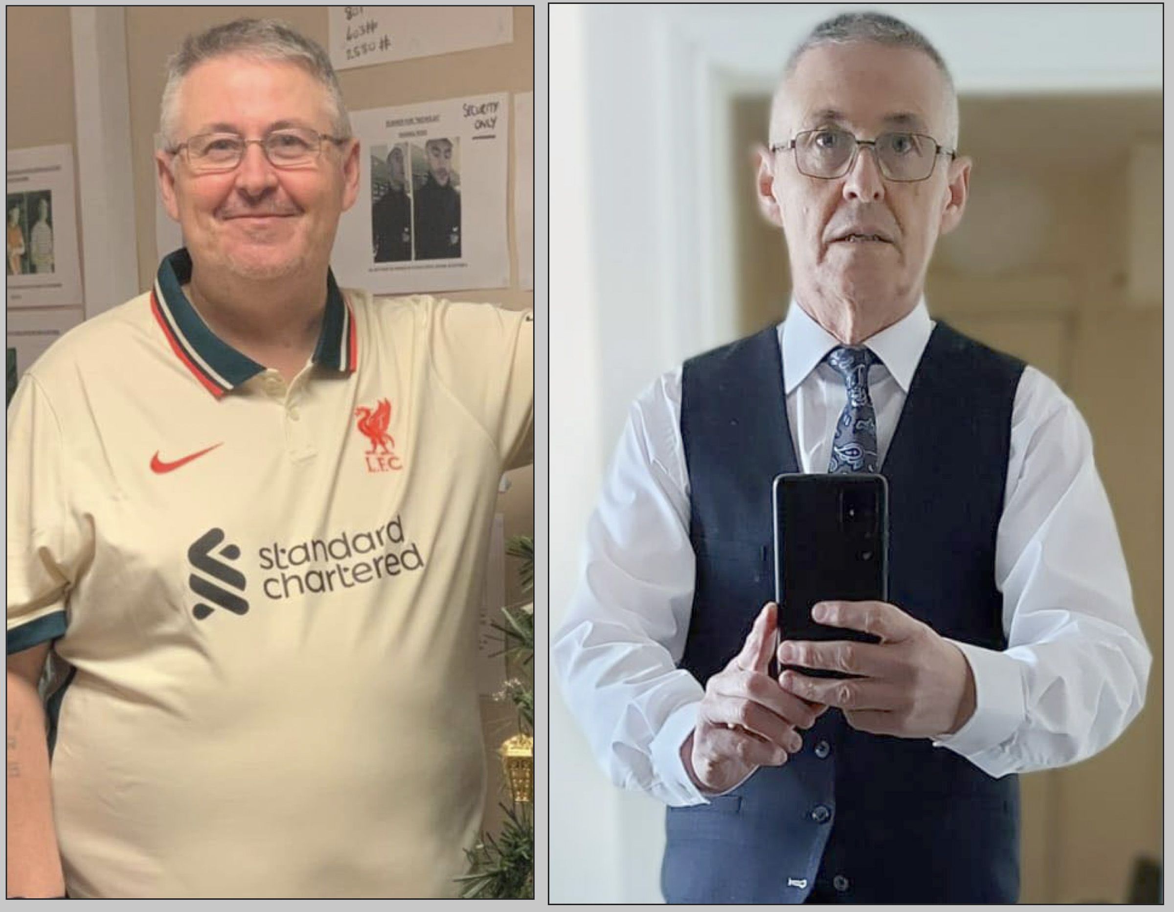 CHANGE: Desmond, before and after joining Slimming World 