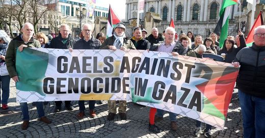 Cropped gaels against genocide in gaza belfast protest good friday