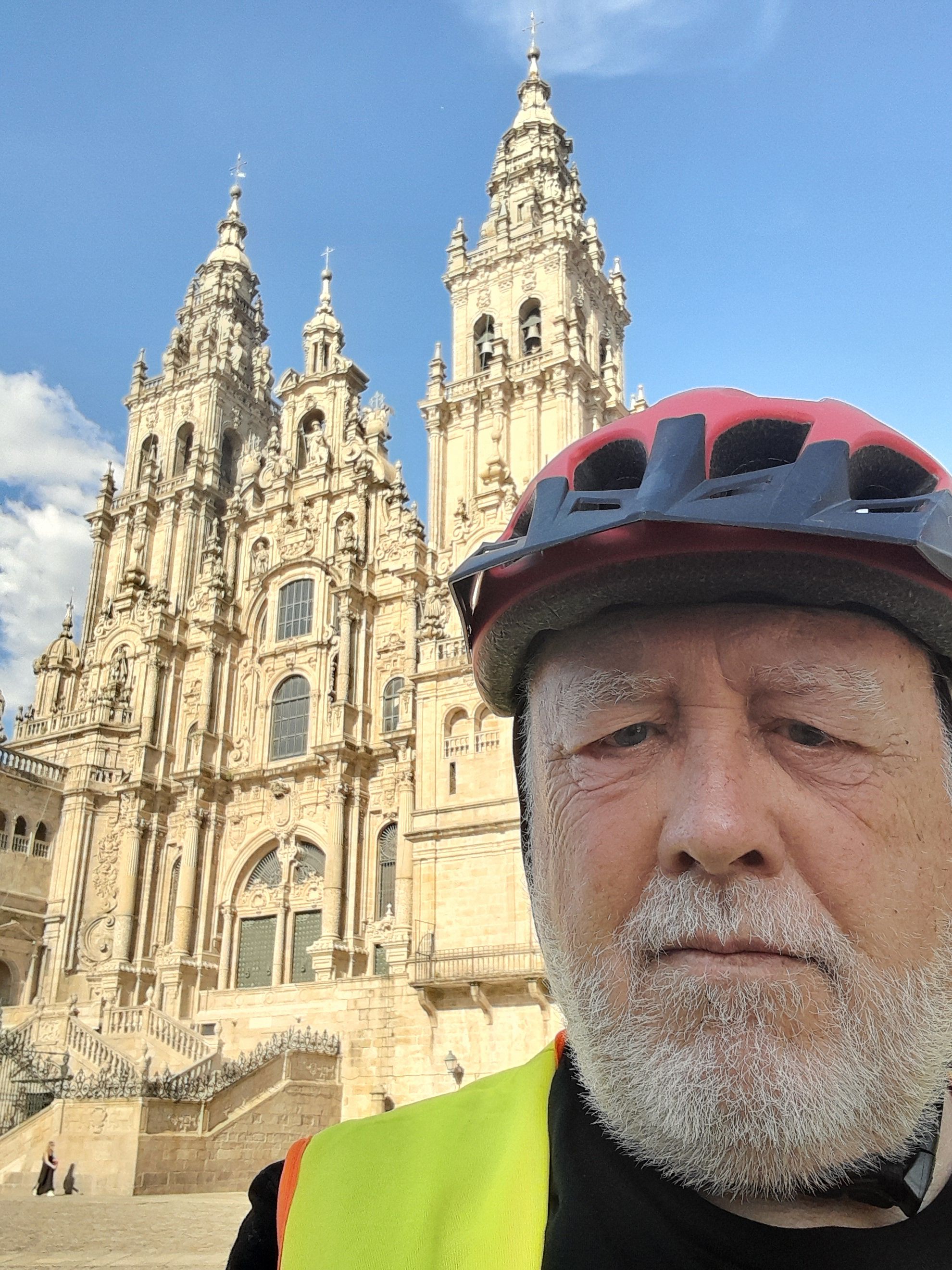DESTINATION: Danny Morrison in Spain\'s Santiago de Compostela last Saturday after completing his 200 mile cycle of the Portuguese Camino in six days