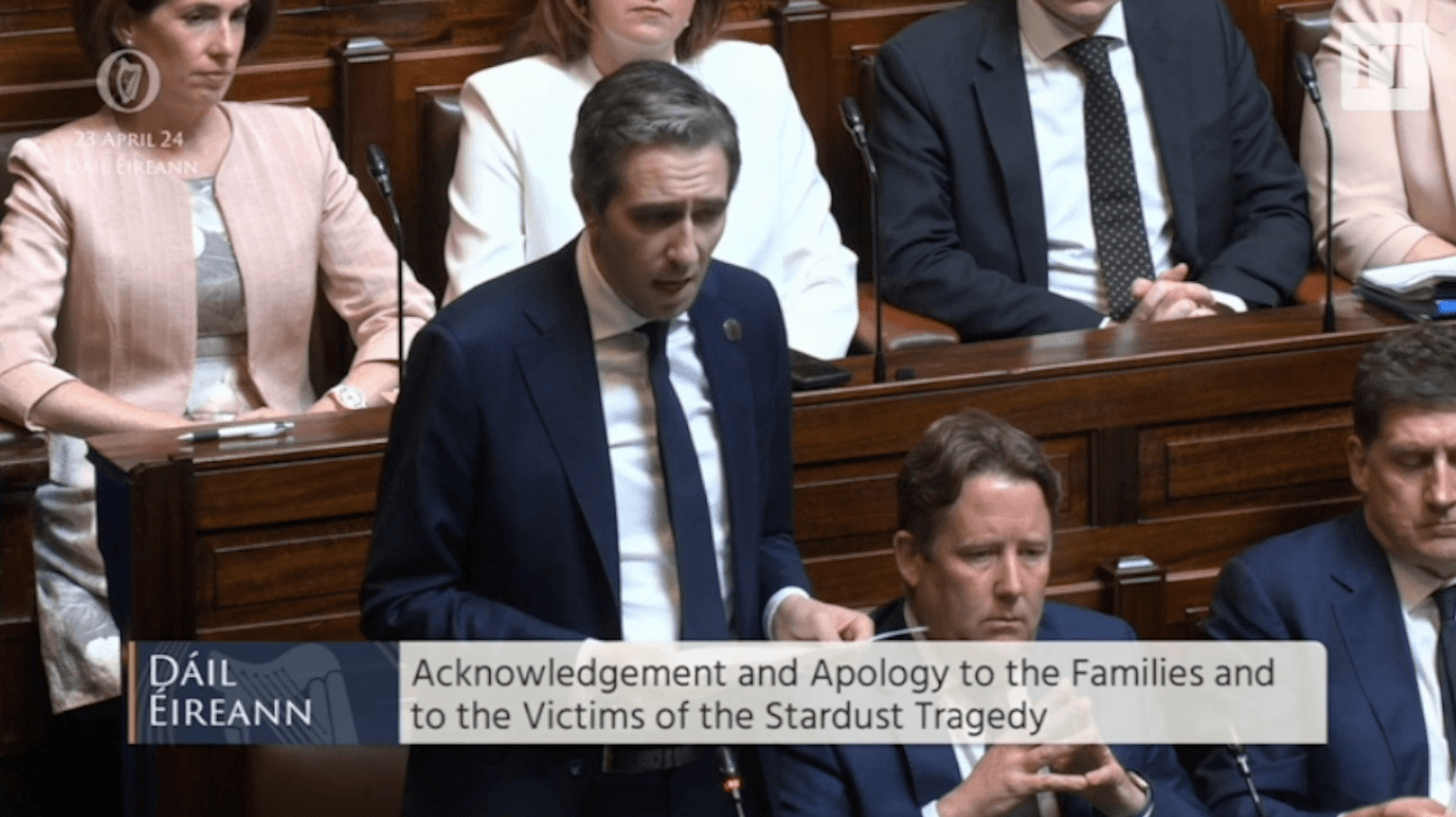 SORRY: Taoiseach Simon Harris apologises in the Dáil for the State\'s failing in the Stardust case
