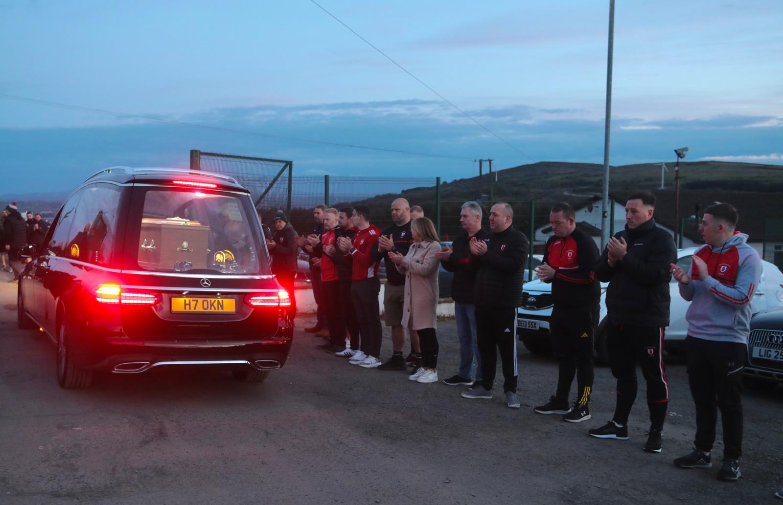 POIGNANT: Hundreds turned out as Ryan Straney\'s coffin was brought home on Thursday evening