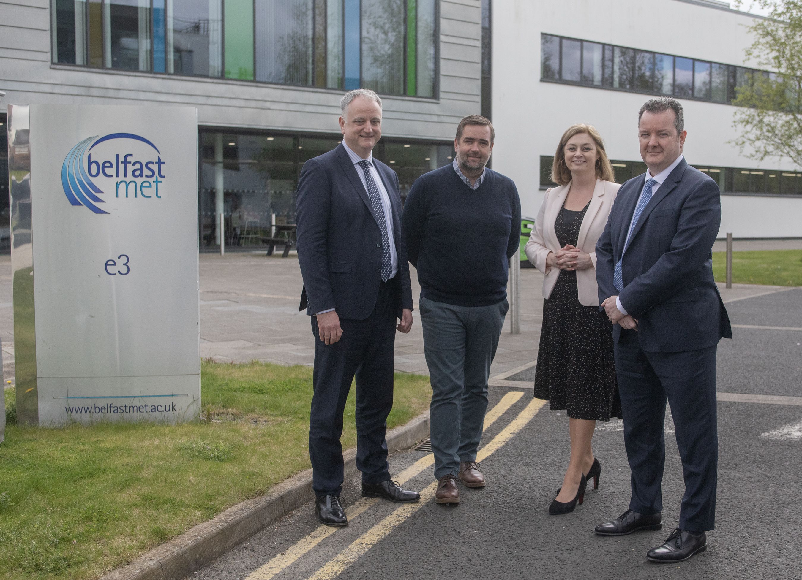 WEST BELFAST MEETING: John Healy (Chair of Invest NI), Seamus O\'Prey (CEO, The Ortus Group), Susan O’Kane (Invest NI) and Kieran Donoghue (CEO of Invest NI)