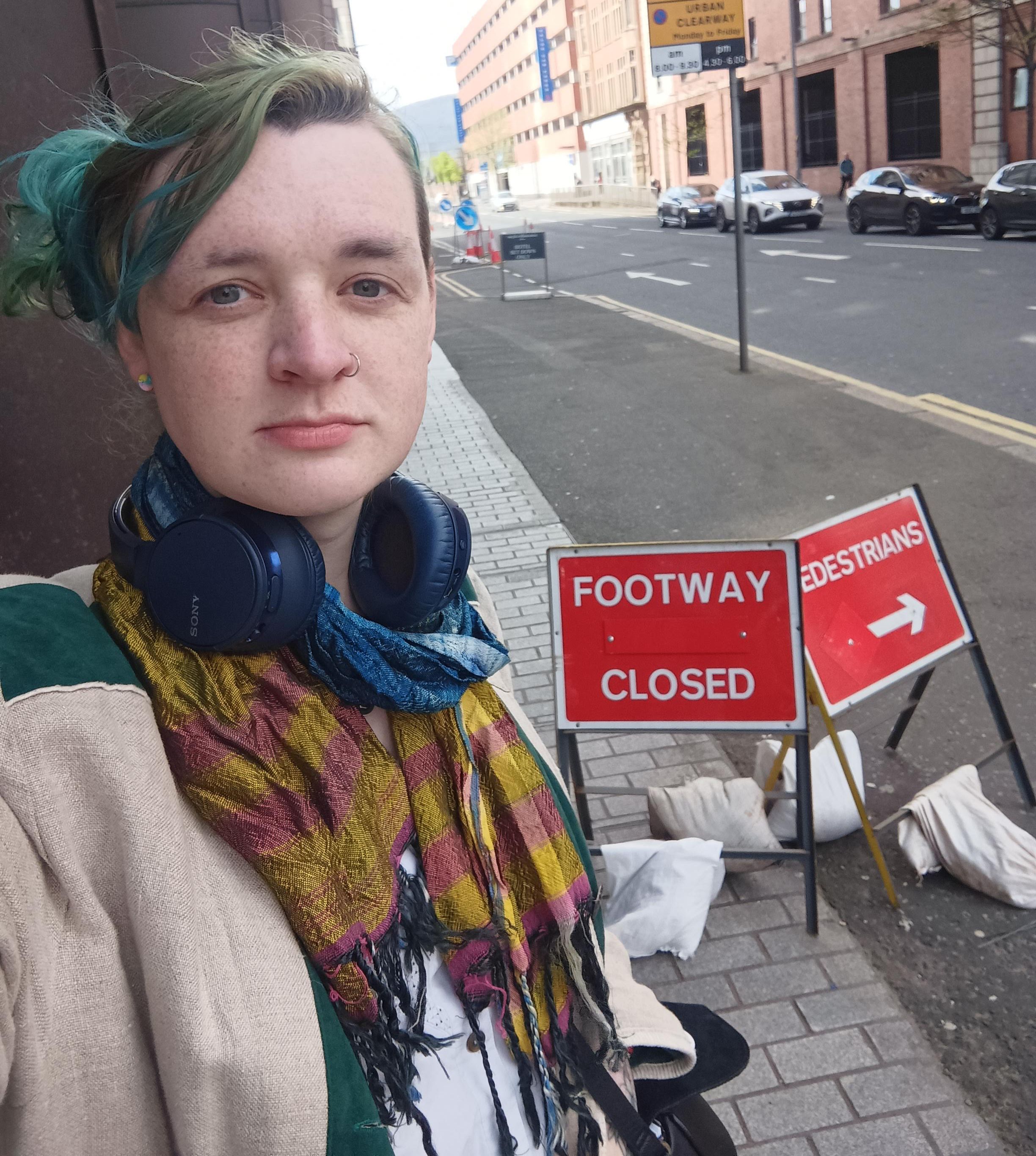 CAUTION URGED: Green Party West Belfast representative Ash Jones on the Grosvenor Road