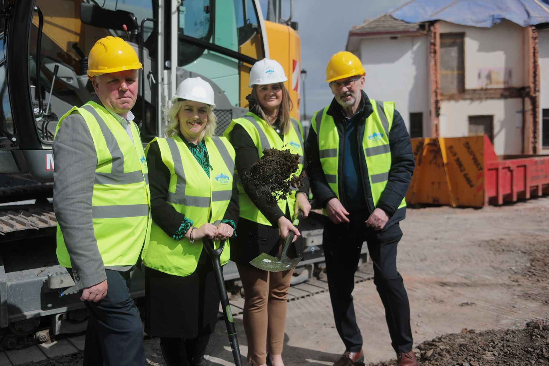 LOCKHOUSE PROJECT: Gerard Rice (Director of Services, LORAG) Junior Minister Pam Cameron, Junior Minister Aisling Reilly and John Gormley (Chairperson, LORAG)