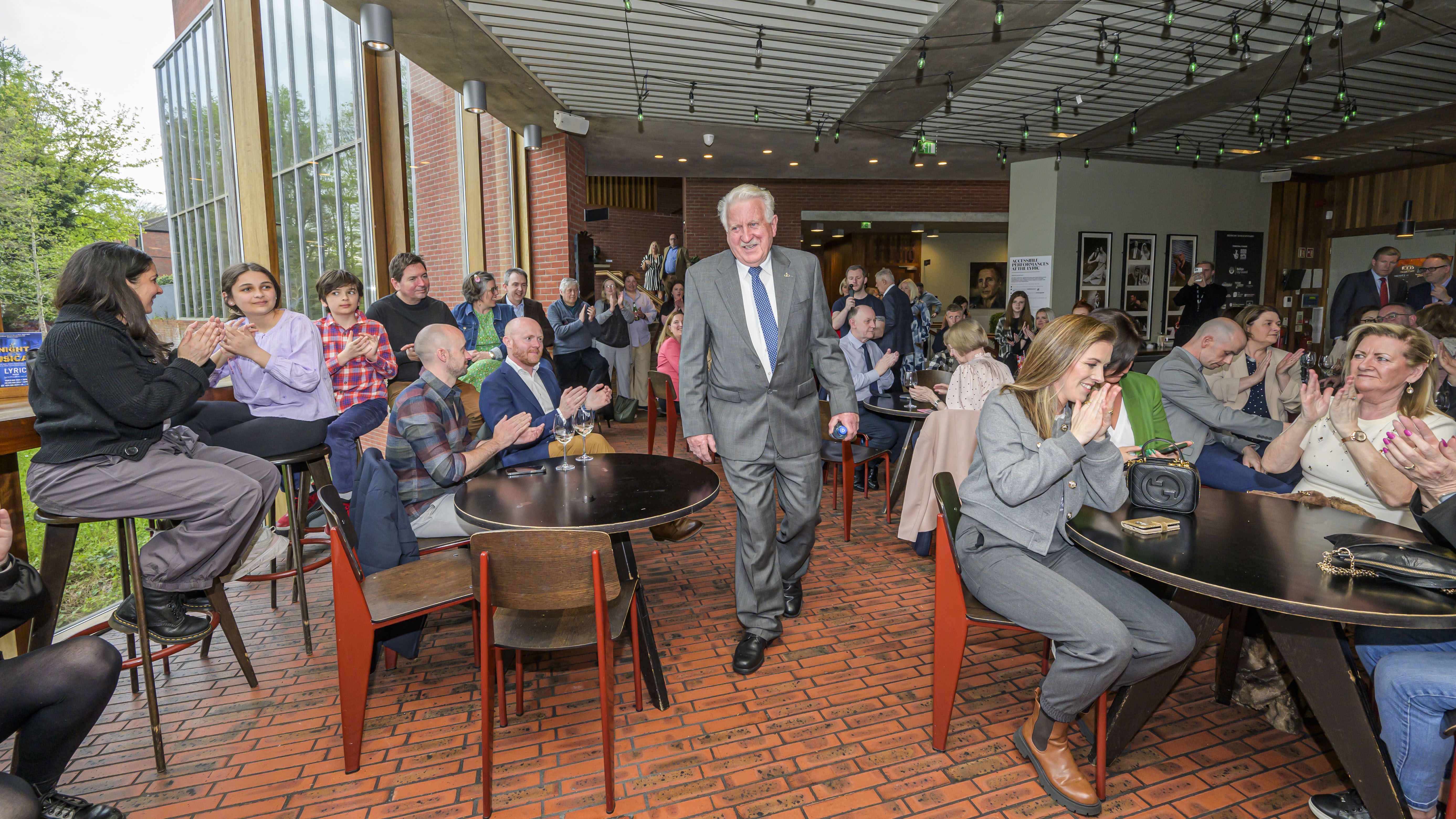 FÁILTE: Denis Mulcahy is welcomed to the Lyric Theatre in Belfast on Saturday night