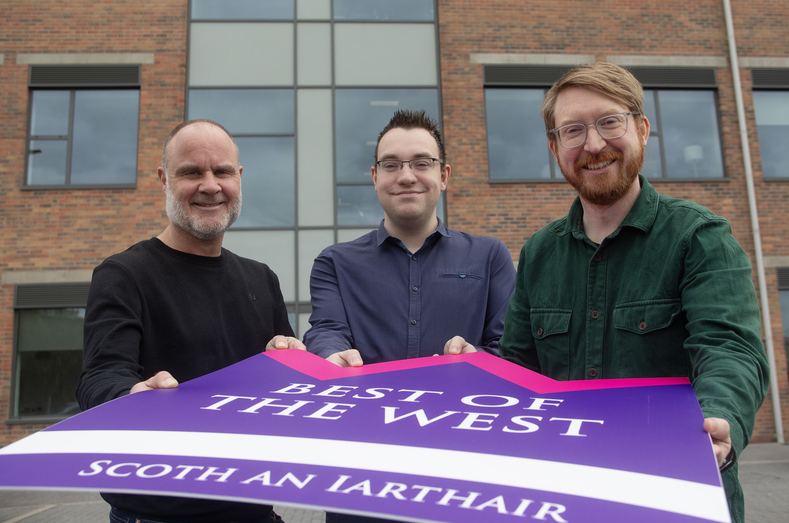 BEST OF THE WEST: Shane Smith (Engagment Manager), Conor McParland (Belfast Media) and Neil Allen (Centre Director) at the Innovation Factory