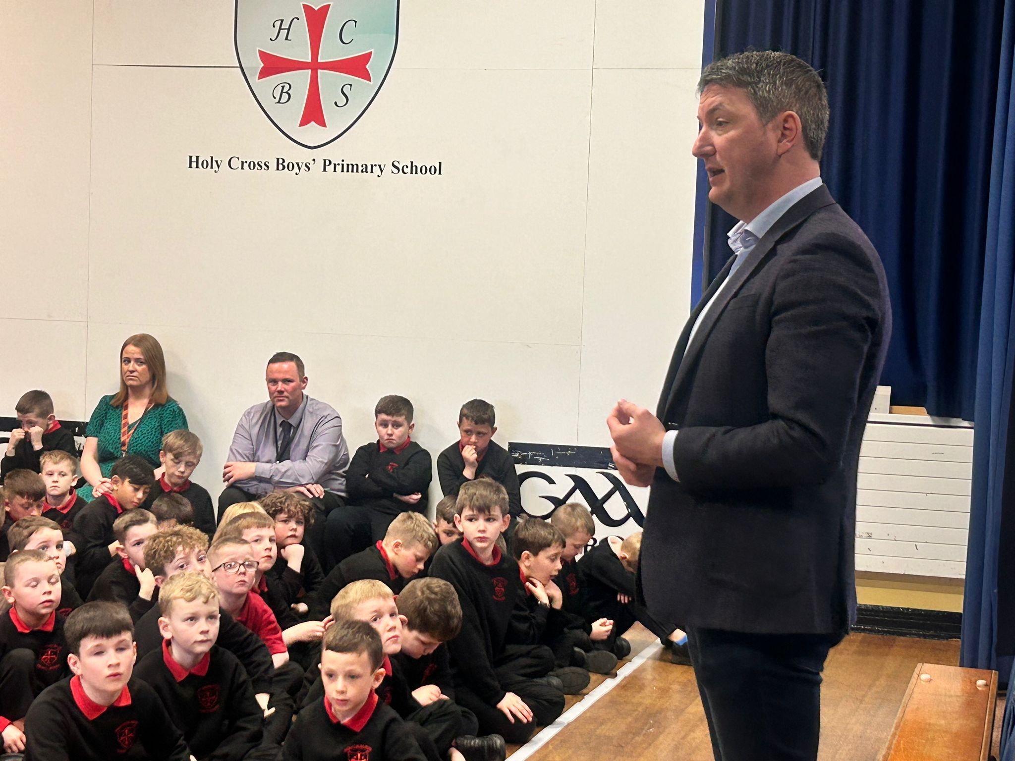 SPECIAL GUEST: John Finucane MP at Holy Cross Boys PS