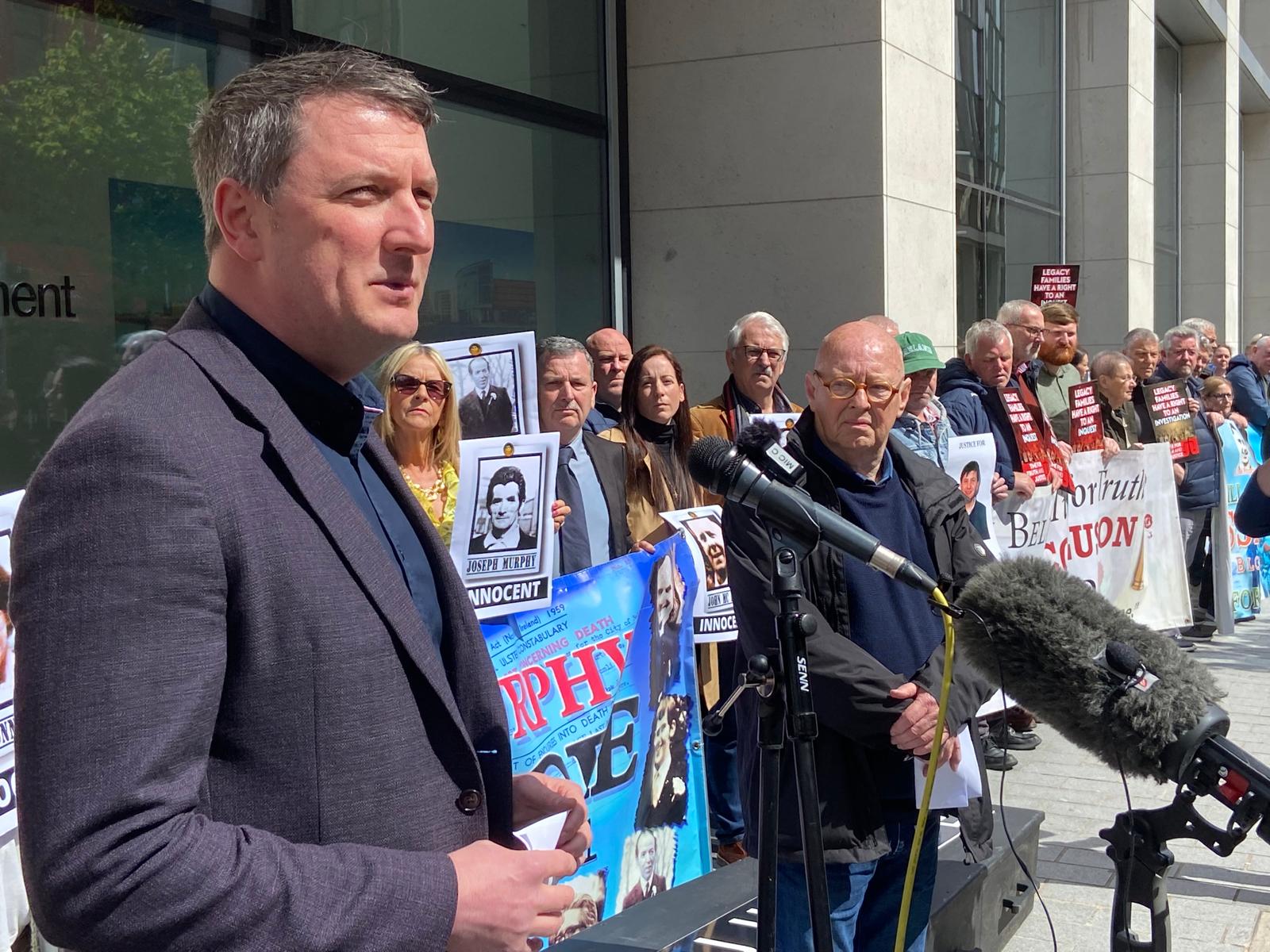 IMPACT: John Finucane MP addresses families of victims in Belfast on Wednesday