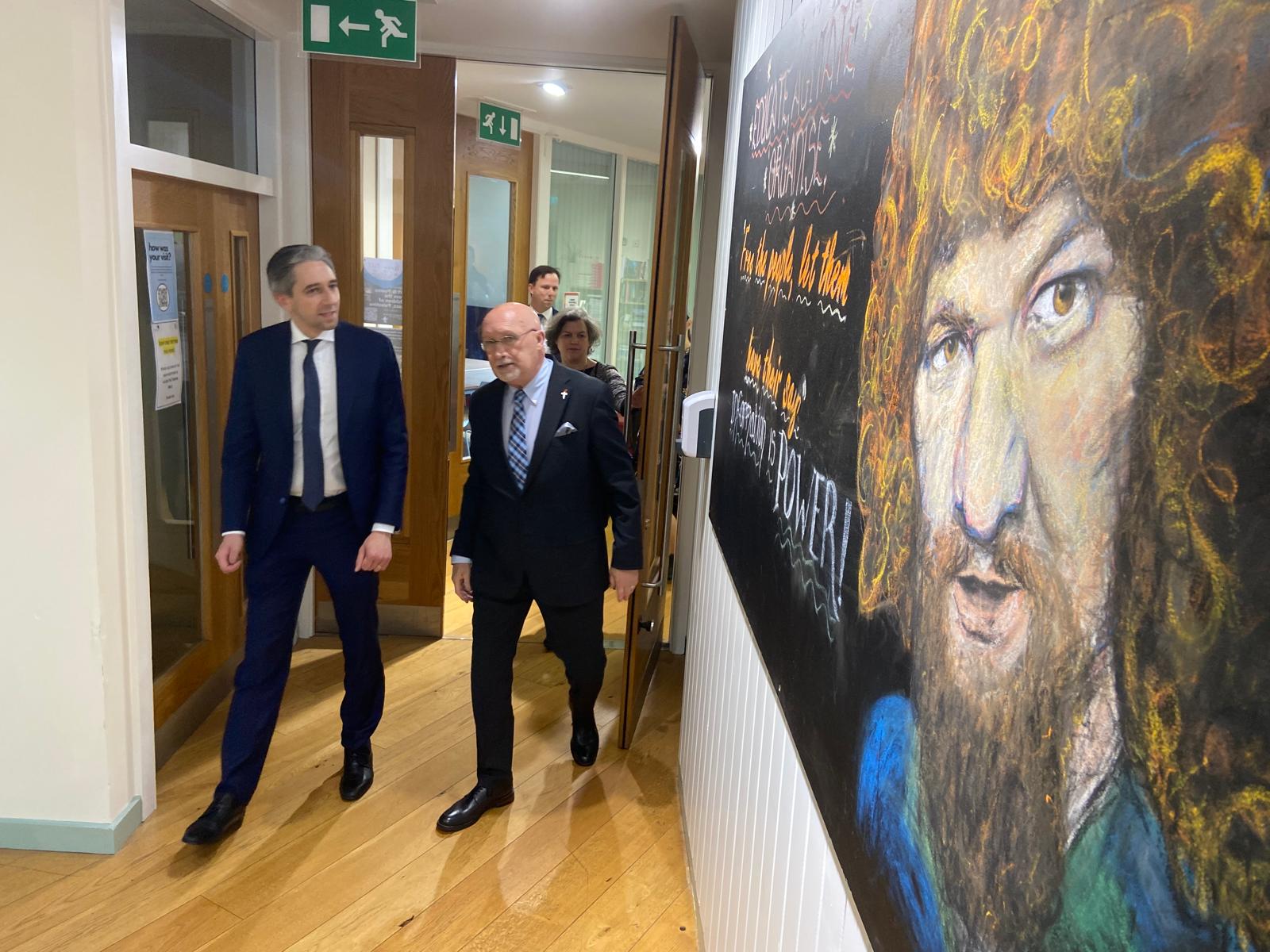 FÁILTE: The Rev Bill Shaw shows the Taoiseach around the arts centre