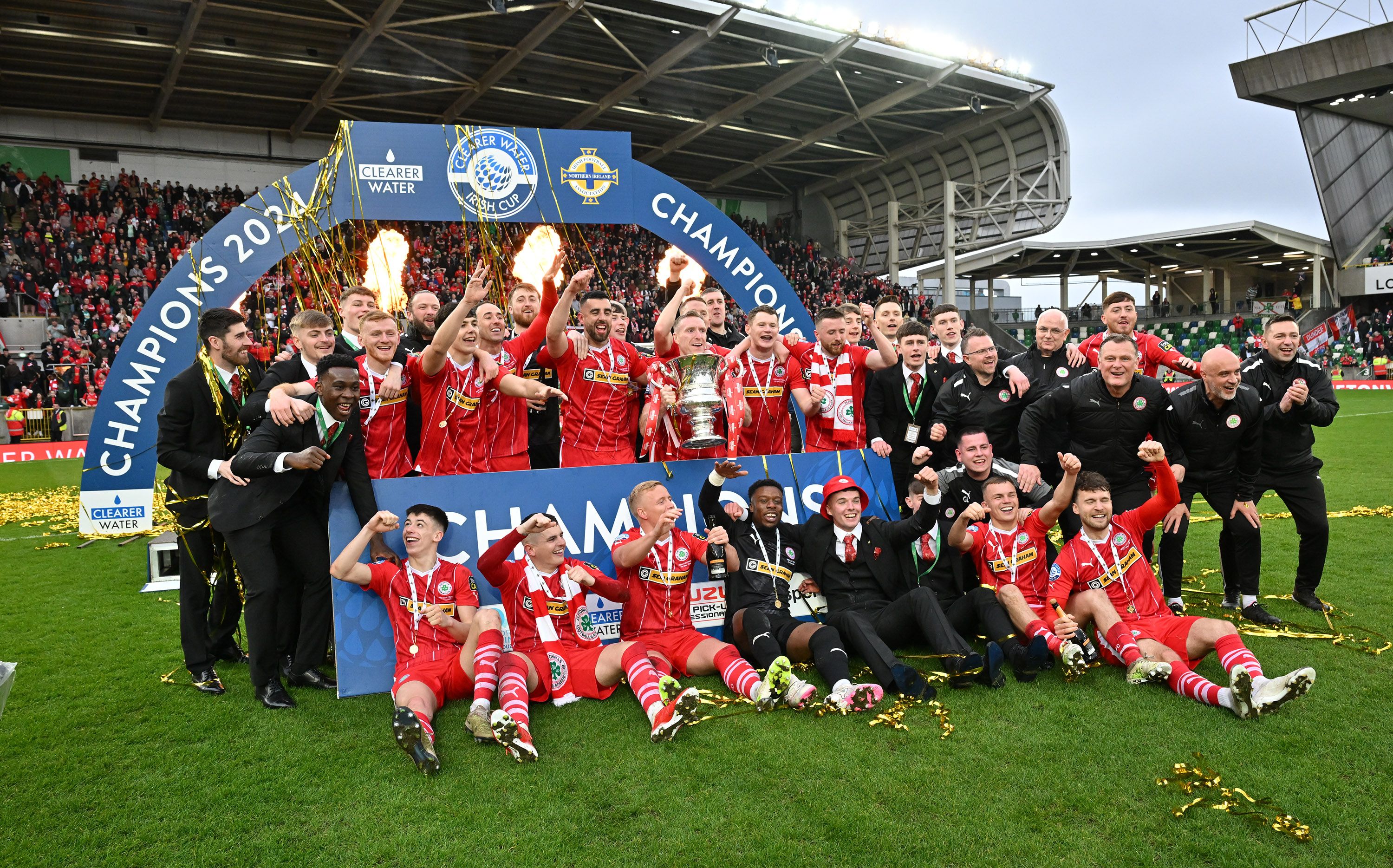 Cliftonville celebrate on Saturday 