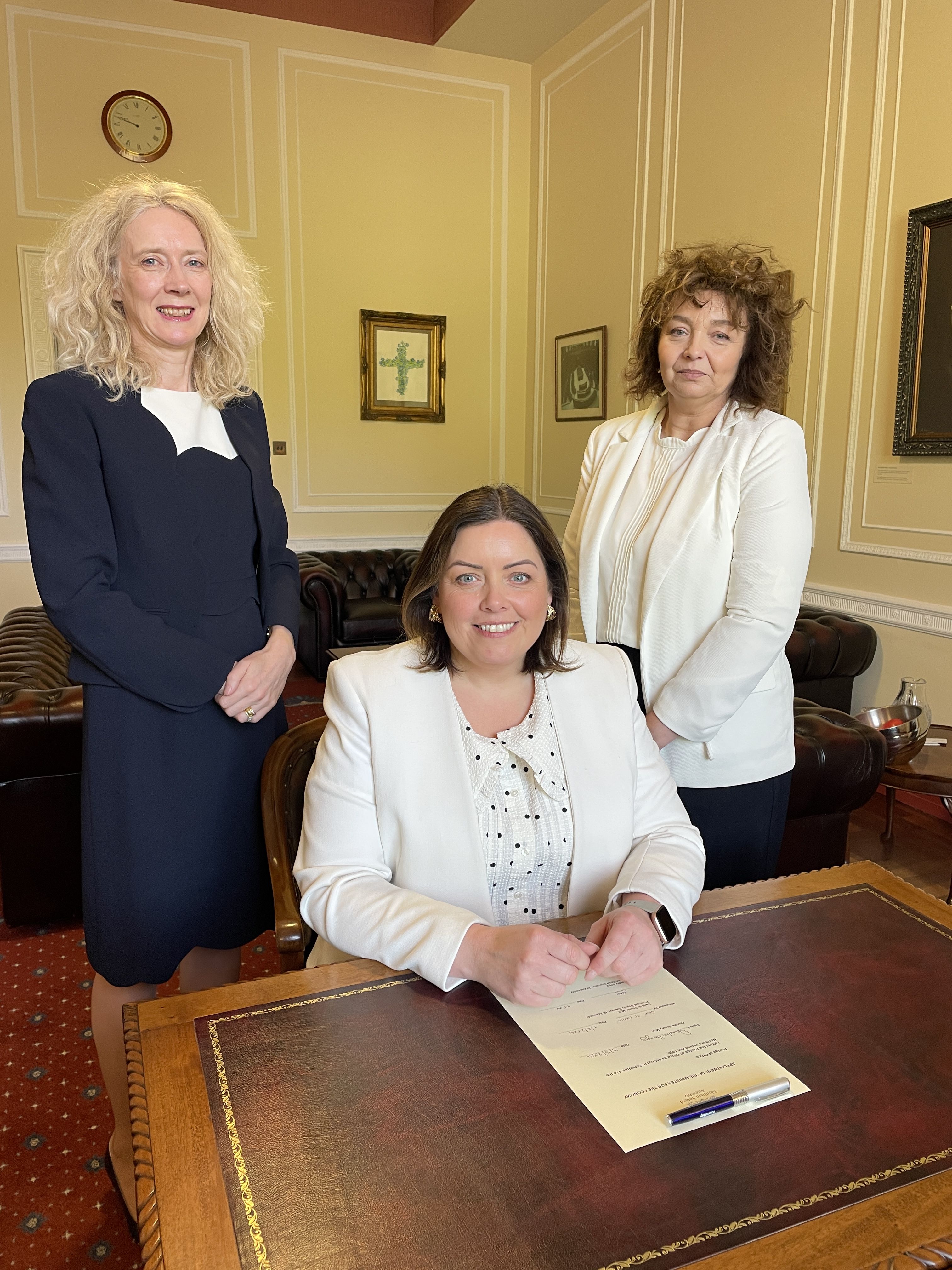 STEPPING IN: South Belfast MLA Deirdre Hargey takes up her post as interim Economy Minister