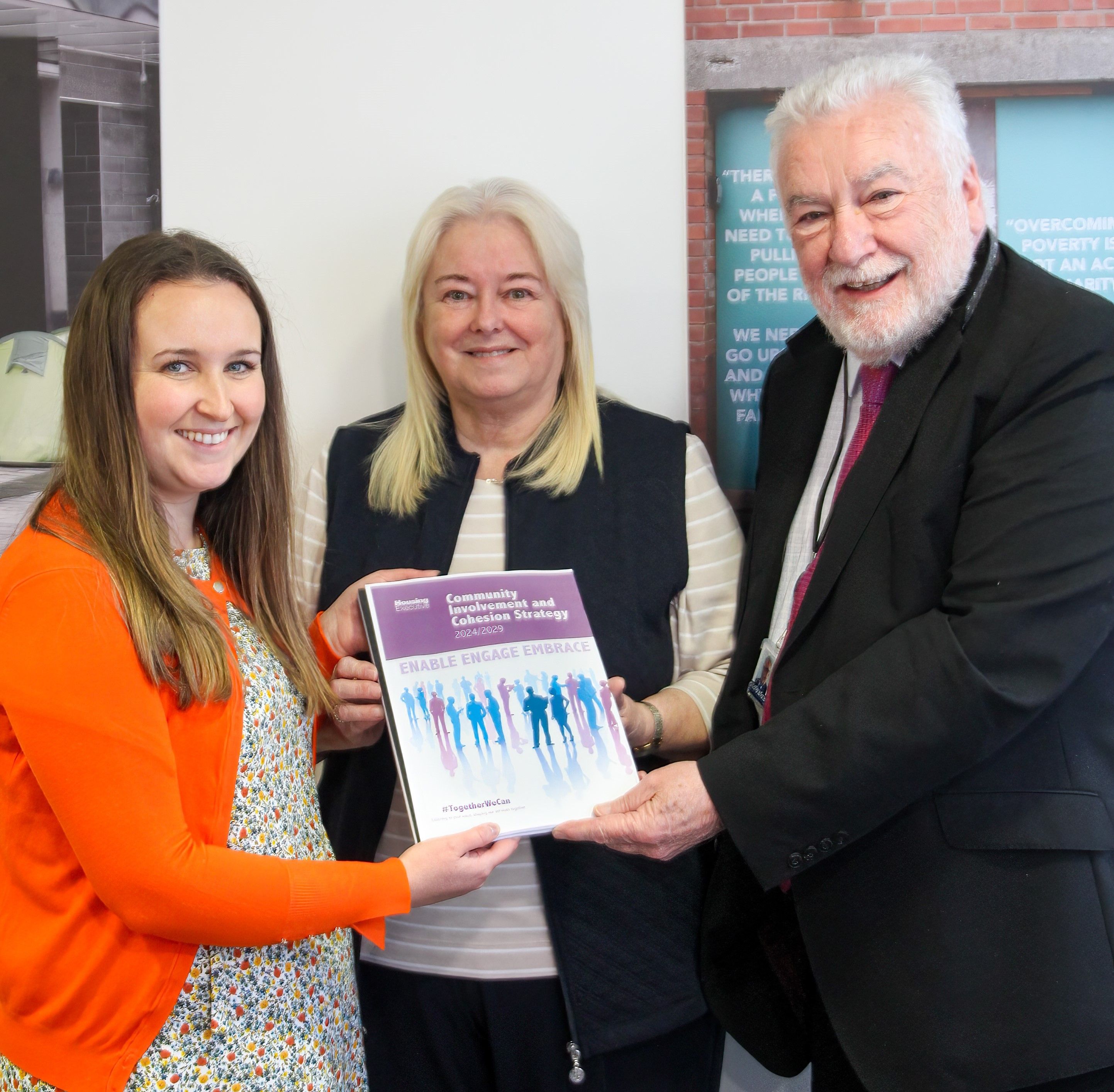 HAVE YOUR SAY: Naoimh McFall (left), from the Housing Executive’s Community Cohesion department, joins Central Housing Forum Chair Linda Watson and Jim McCall, Chair of the Housing Executive’s Customer Services Committee