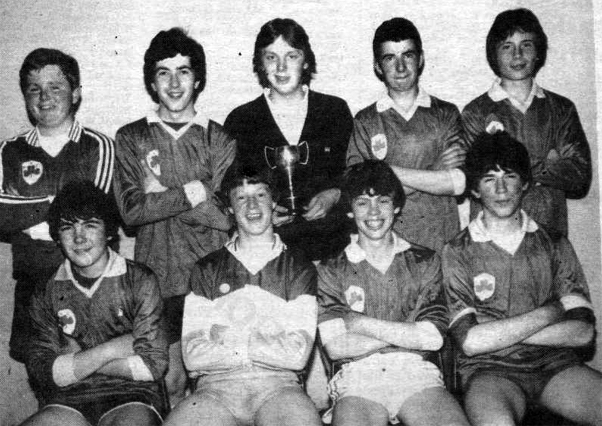 SPORTING LIFE: Receiving well-deserved trophies at Ardoyne Youth Club back in May 1983