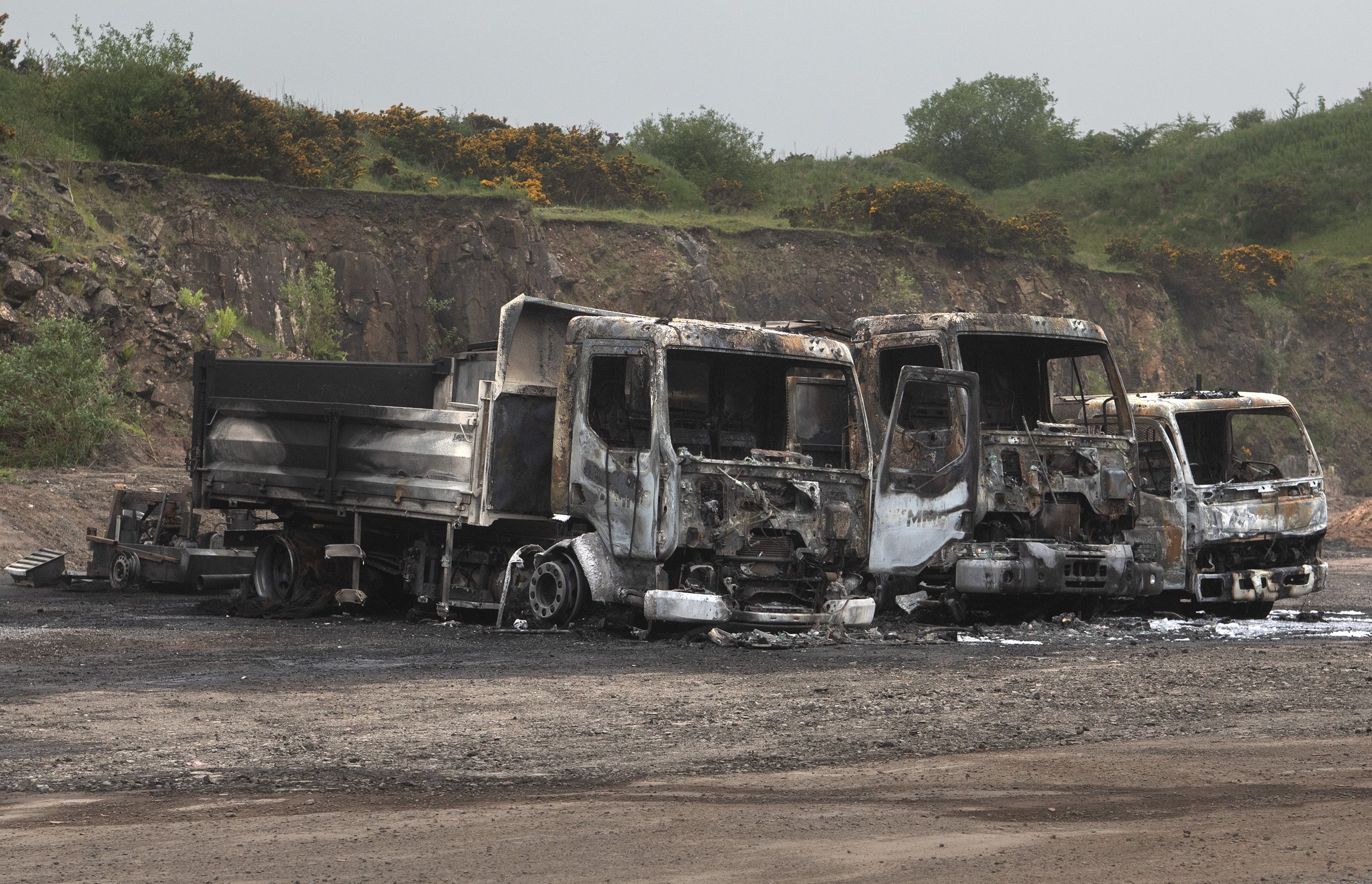 ARSON: Five lorries were destroyed on Sunday night