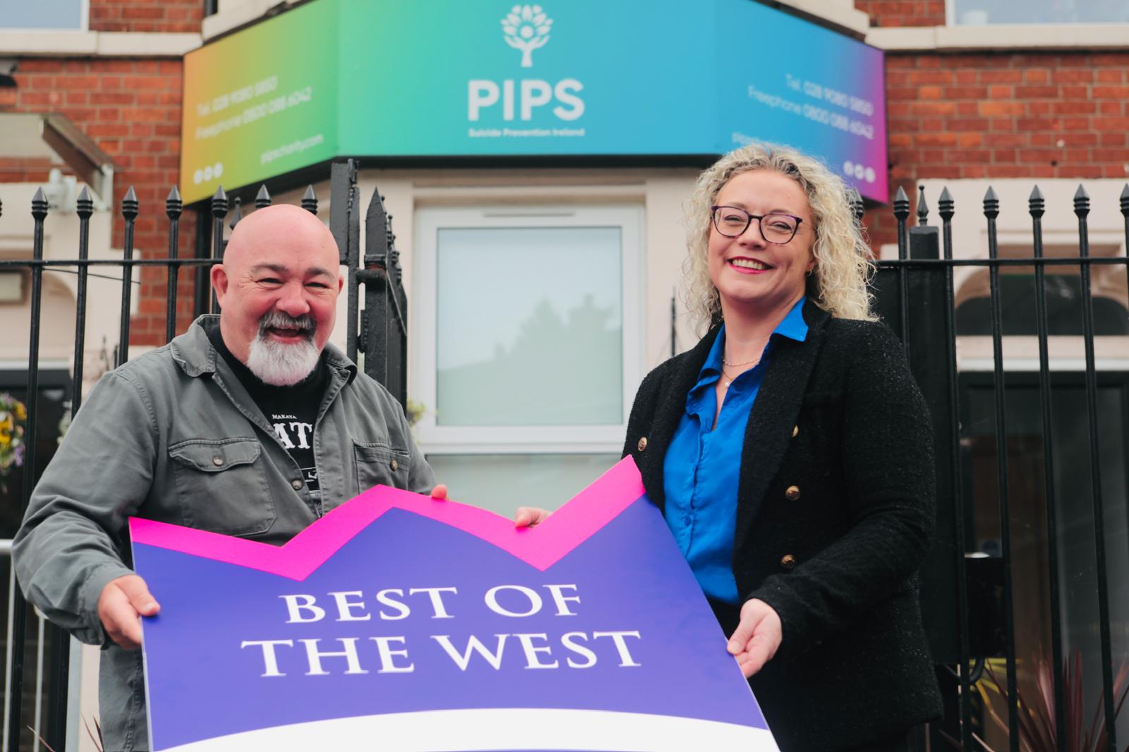 BEST OF THE WEST: Thomas McMullan from Belfast Media with Renee Quinn, Executive Director of PIPS Charity