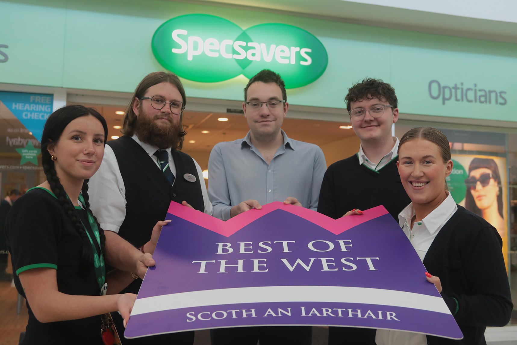 EYES ON THE PRIZE: Conor McParland from Belfast Media with Macy Clarke, Marcus Gault, Tony Smyth and Louise Shortt
